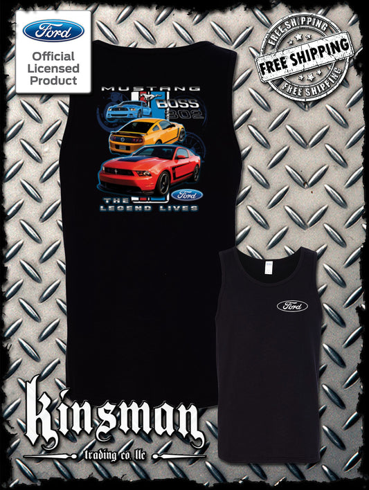 Ford Mustang The Legend Lives 2-Sided Tank Top T-Shirt Boss 302