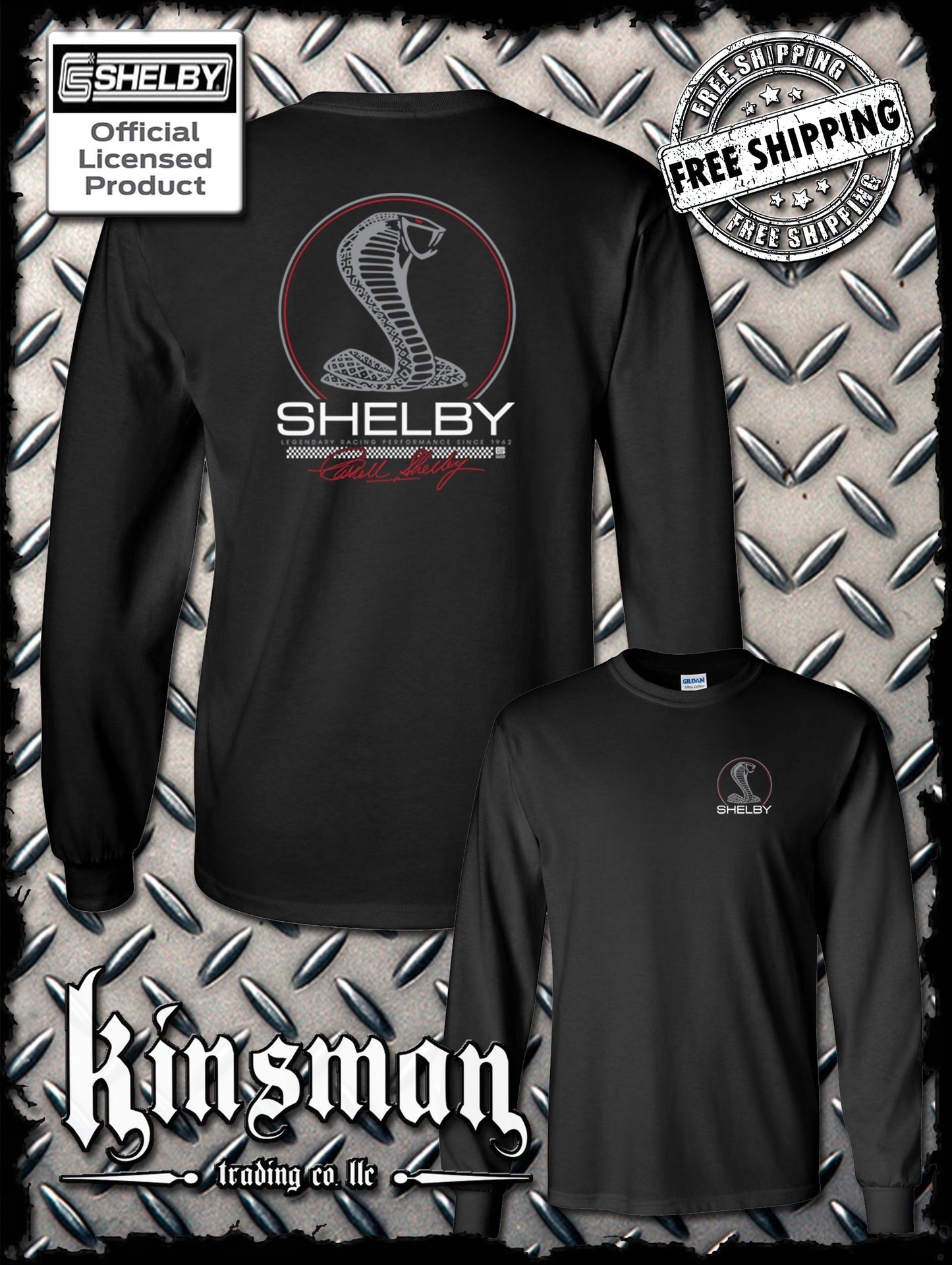 Carroll Shelby Cobra Legendary Racing 2-Sided Long Sleeve T-Shirt