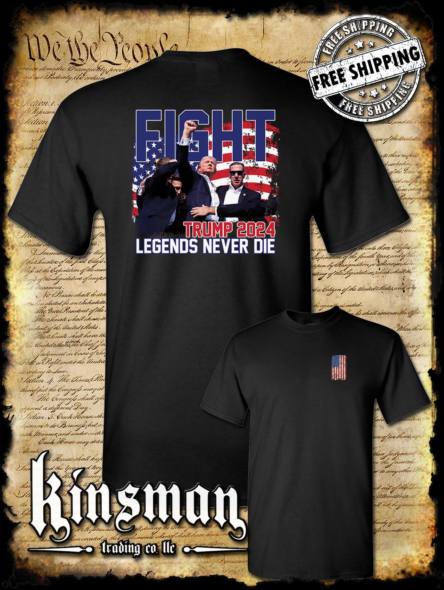Legends Never Die Fight! 2-Sided T-Shirt Trump 2024 MAGA USA