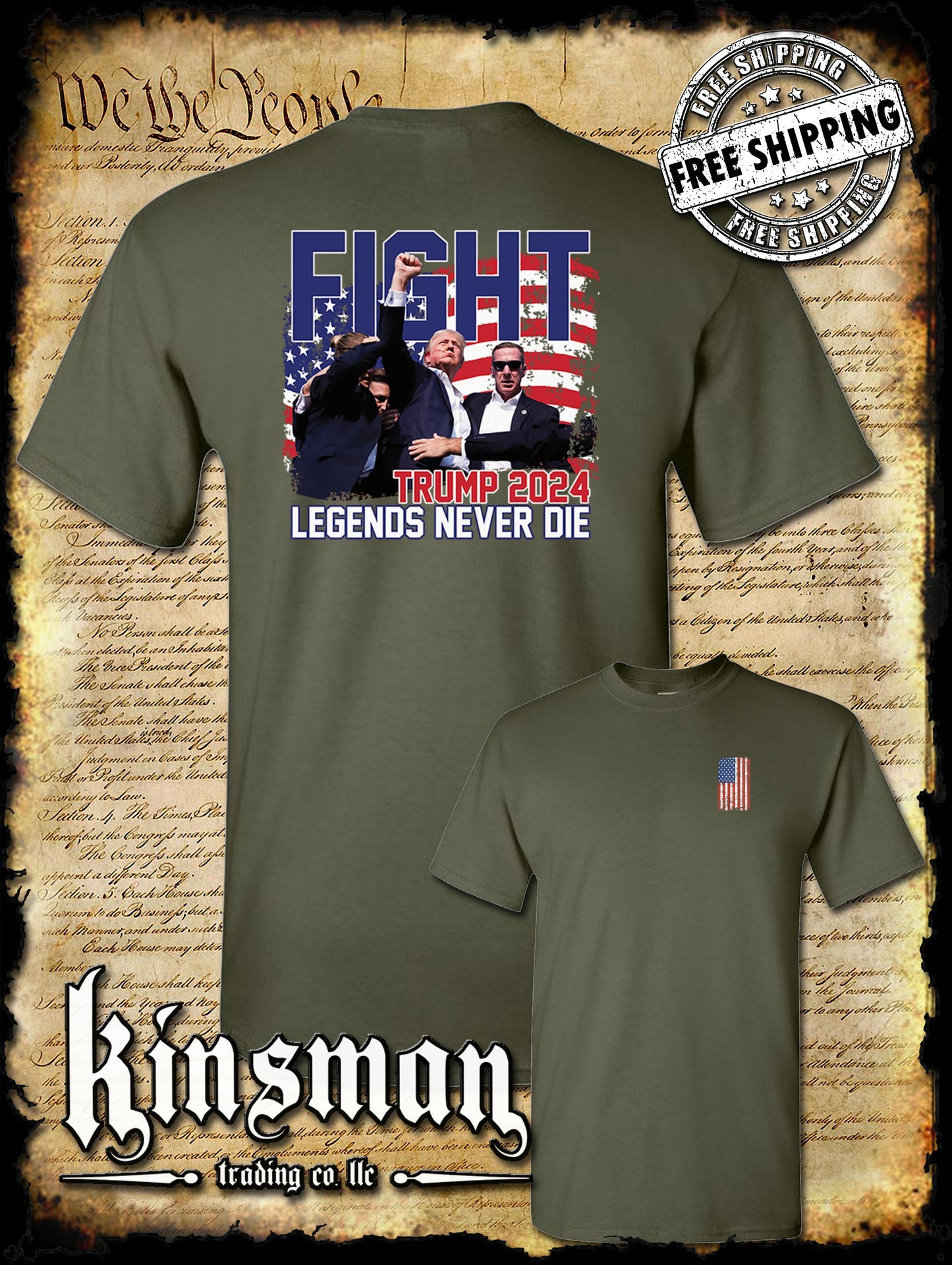 Legends Never Die Fight! 2-Sided T-Shirt Trump 2024 MAGA USA