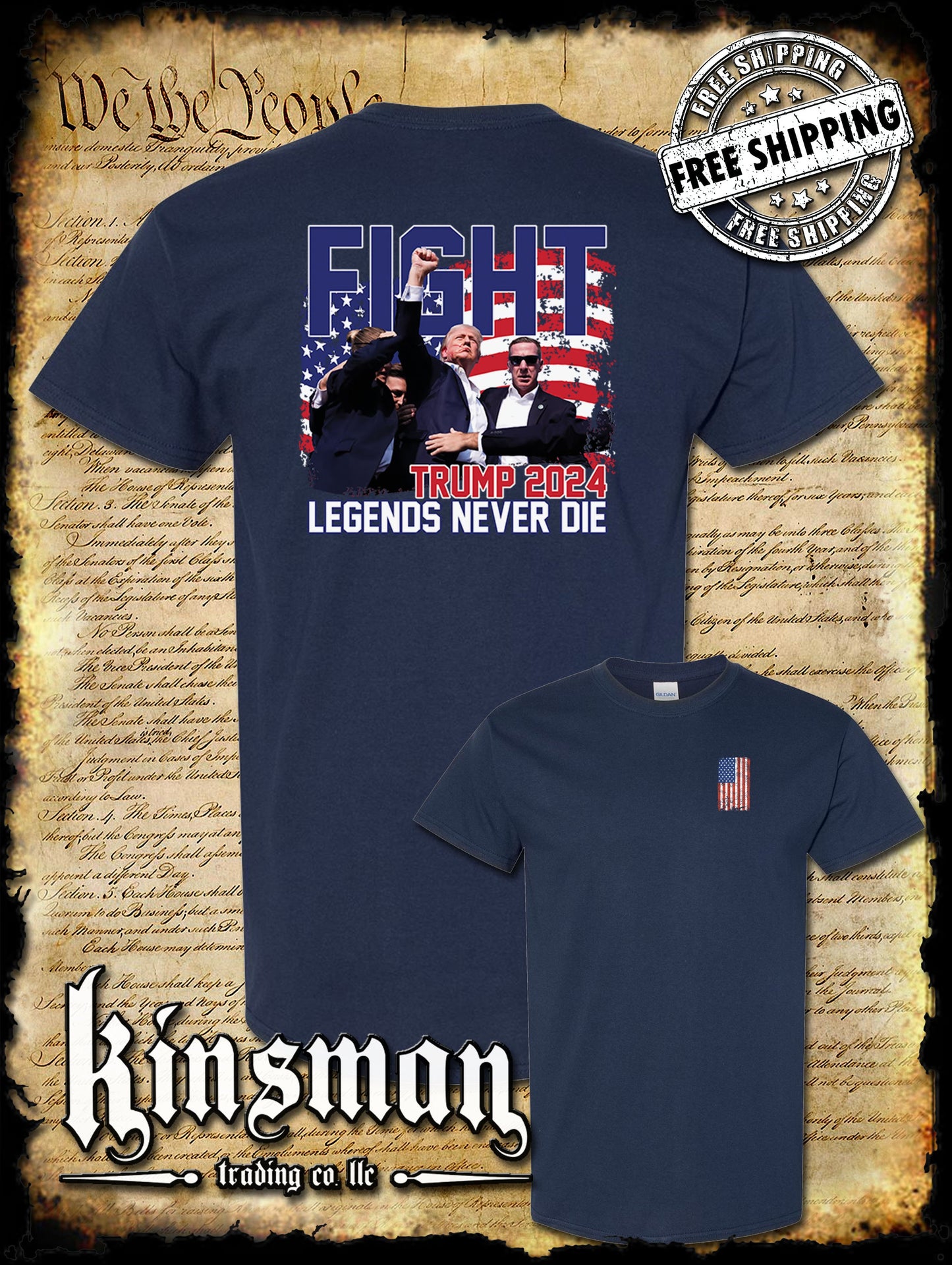 Legends Never Die Fight! 2-Sided T-Shirt Trump 2024 MAGA USA