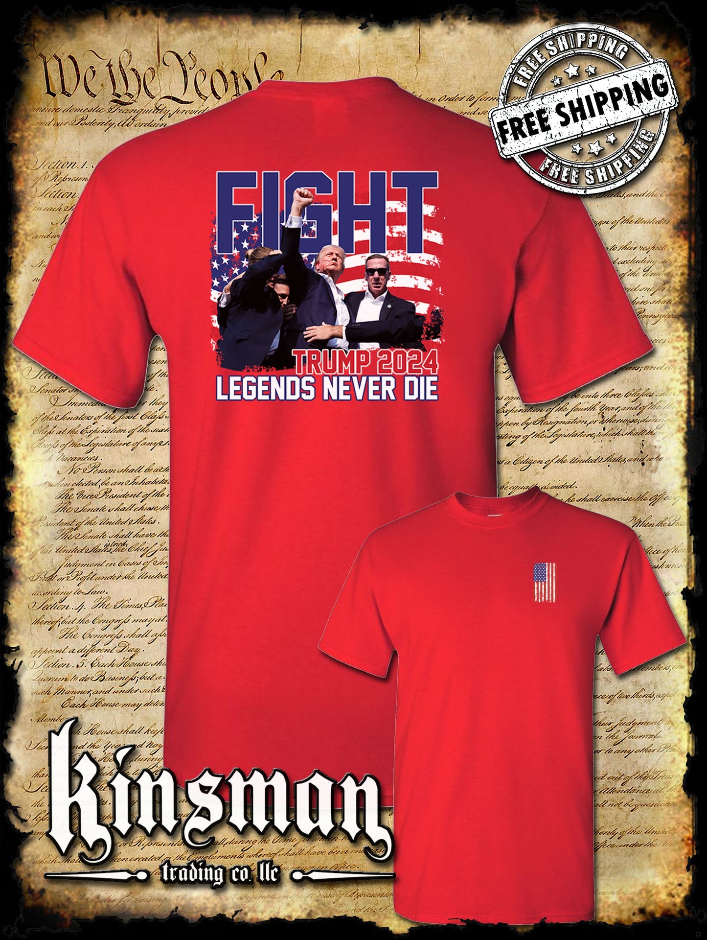 Legends Never Die Fight! 2-Sided T-Shirt Trump 2024 MAGA USA