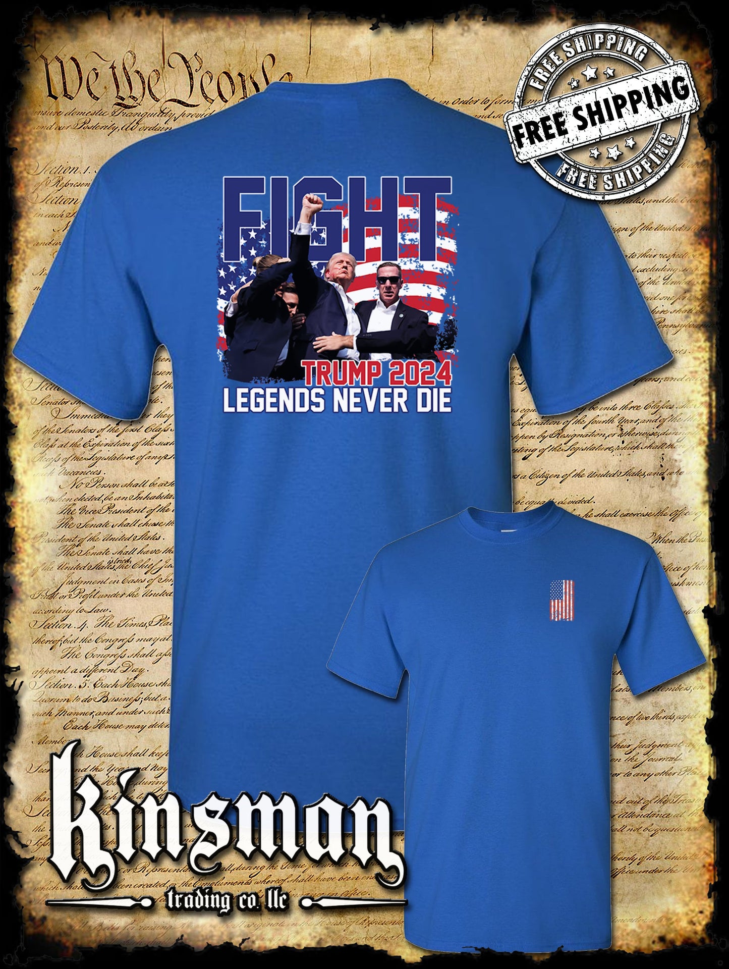 Legends Never Die Fight! 2-Sided T-Shirt Trump 2024 MAGA USA