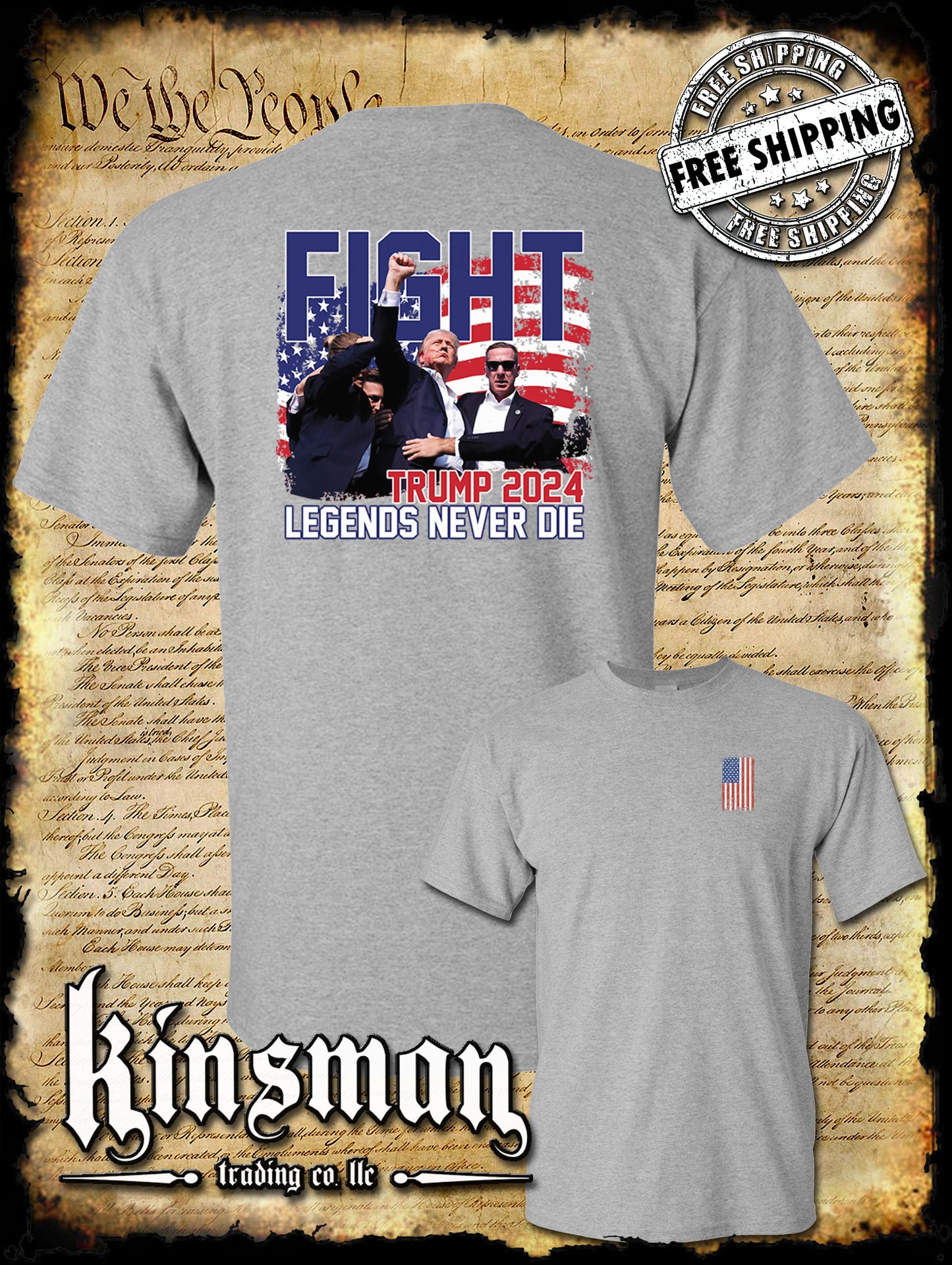 Legends Never Die Fight! 2-Sided T-Shirt Trump 2024 MAGA USA