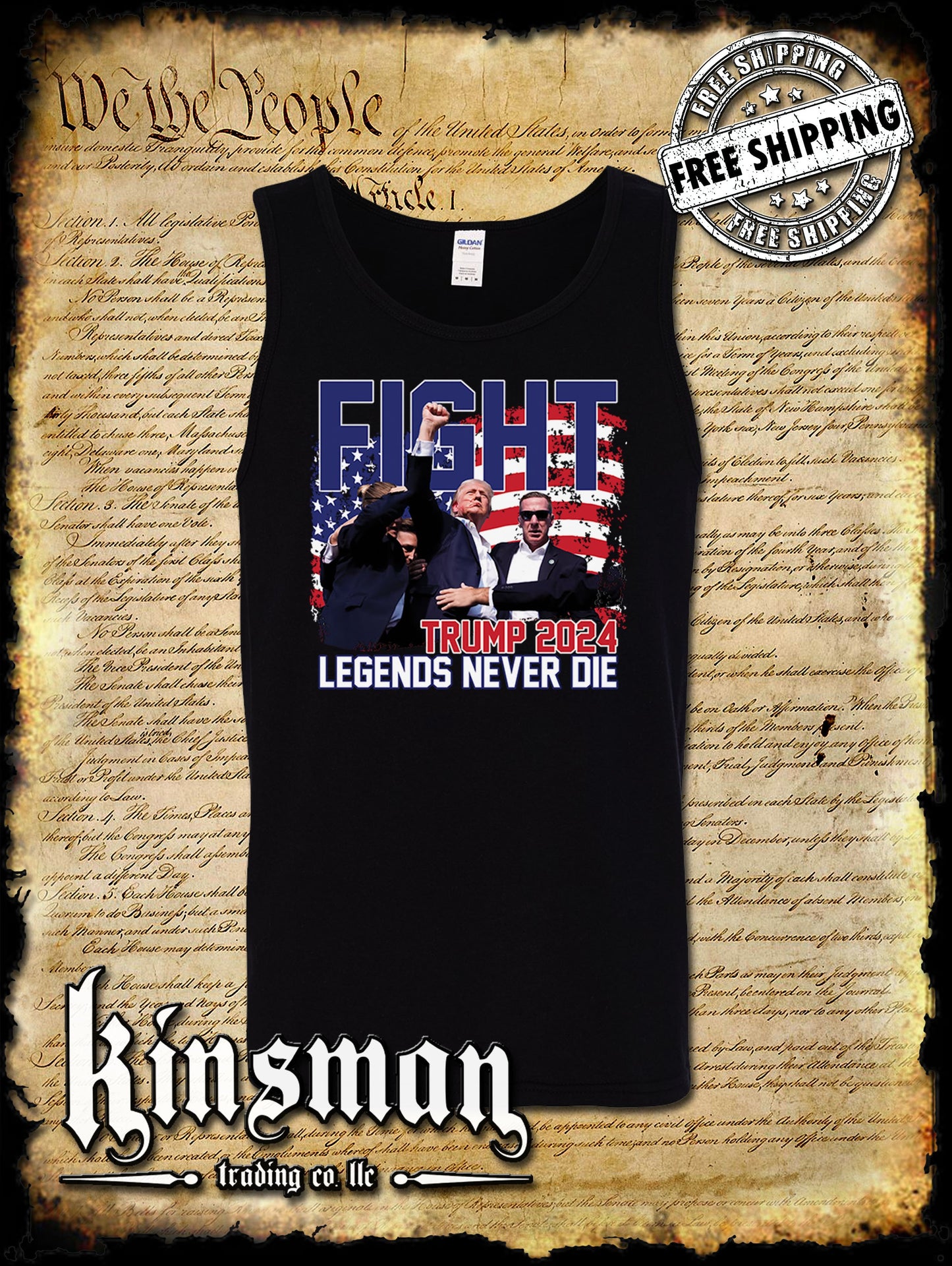 Legends Never Die Fight! Tank Top T-Shirt Trump 2024 MAGA USA