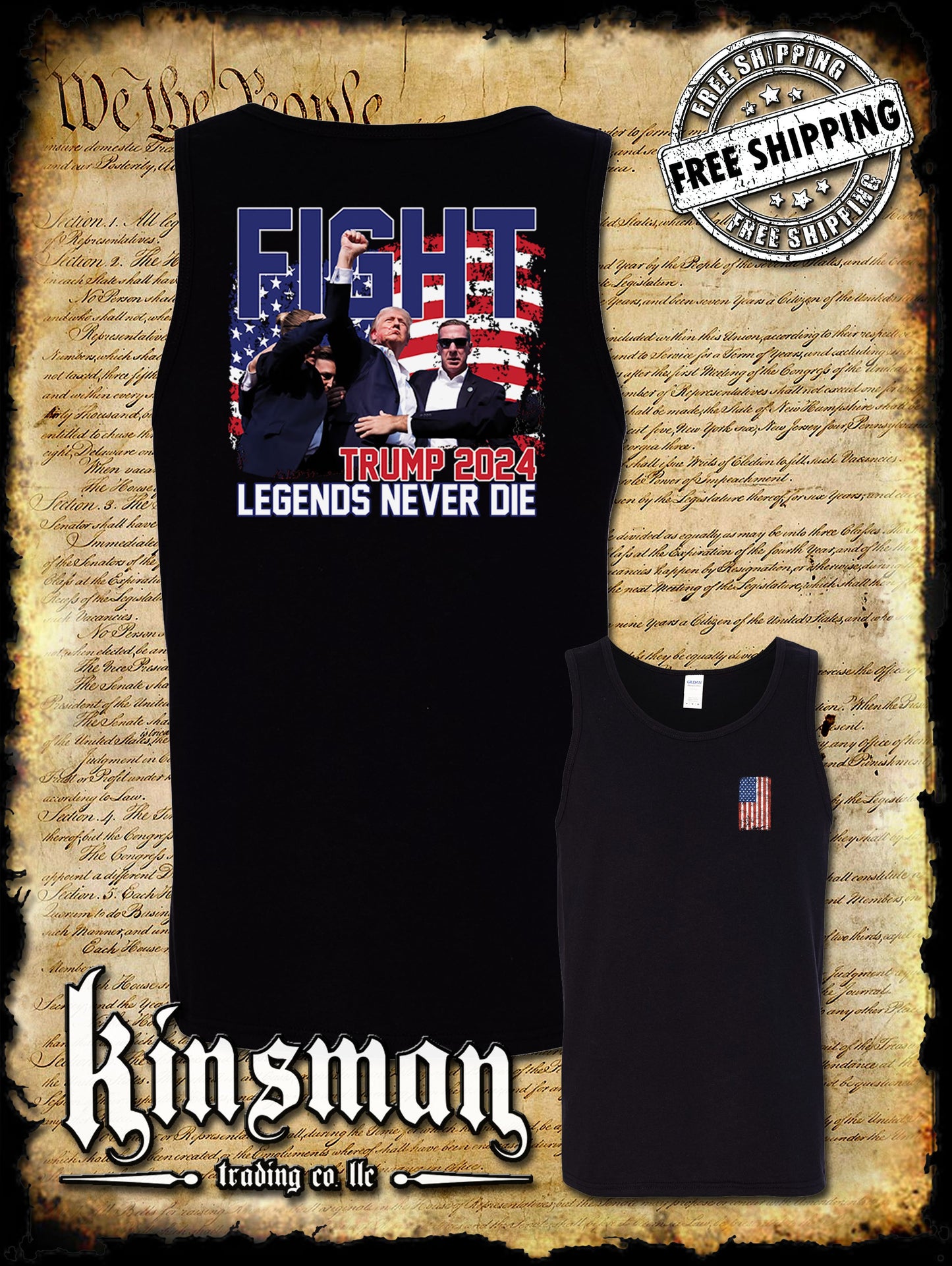 Legends Never Die Fight! 2-Sided Tank Top T-Shirt Trump 2024 MAGA USA