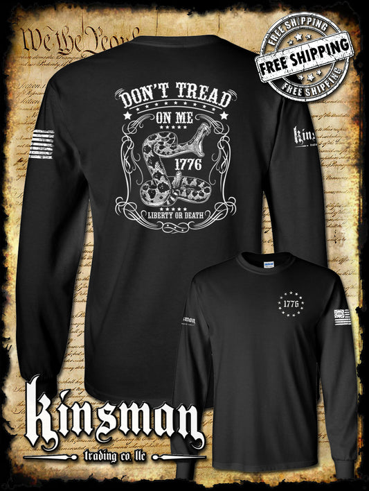 Don't Tread on Me Snake Liberty or Death 1776 2-Sided Long Sleeve T-Shirt