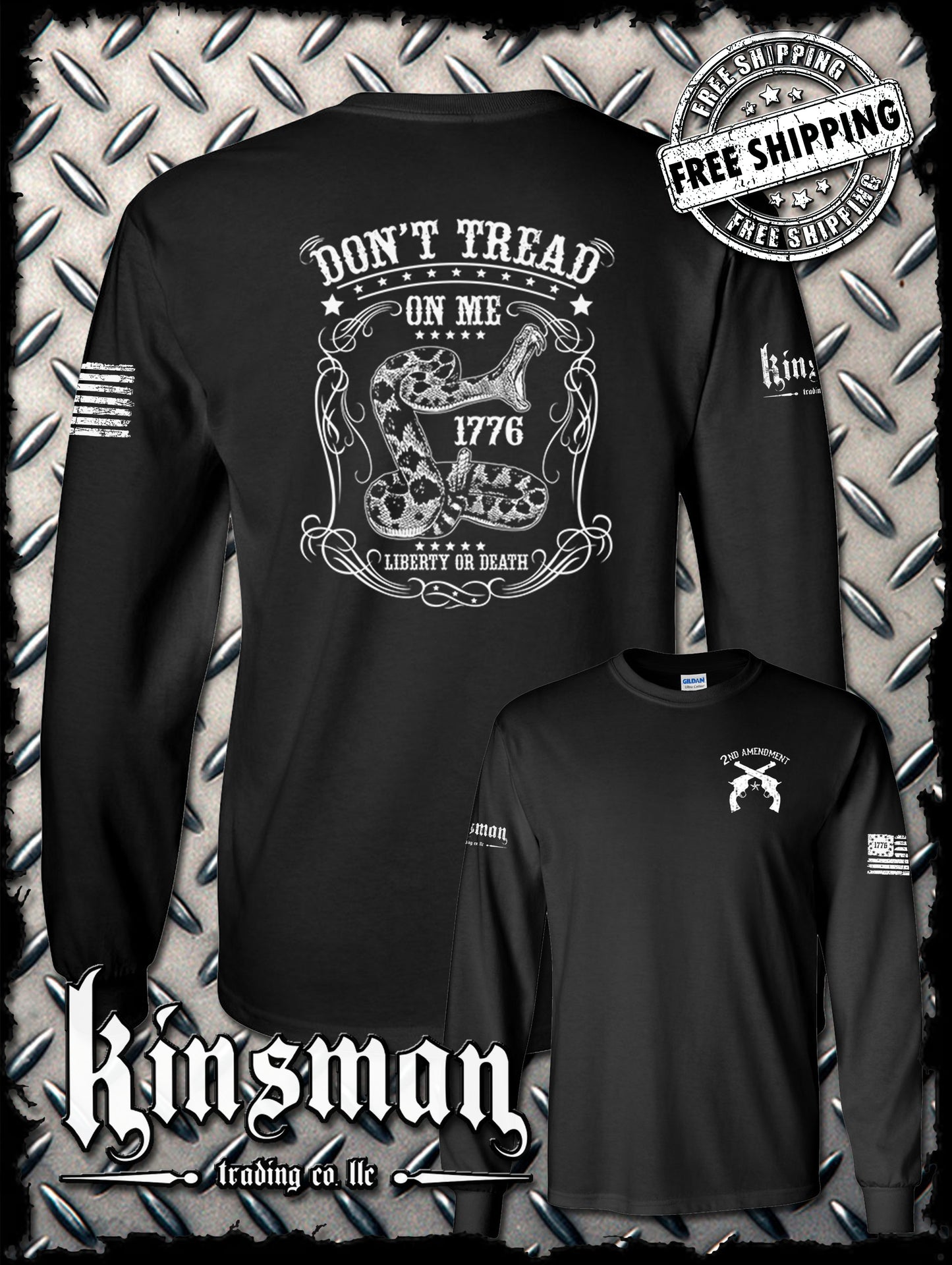 Liberty or Death Don't Tread on Me Snake / Revolvers Long Sleeve T-Shirt