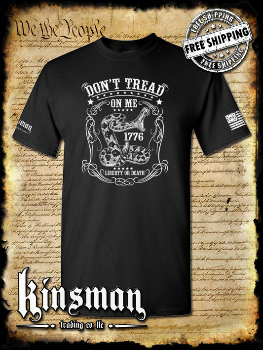 Don't Tread on Me Rattlesnake Liberty or Death 1776 T-Shirt 2nd Amendment USA