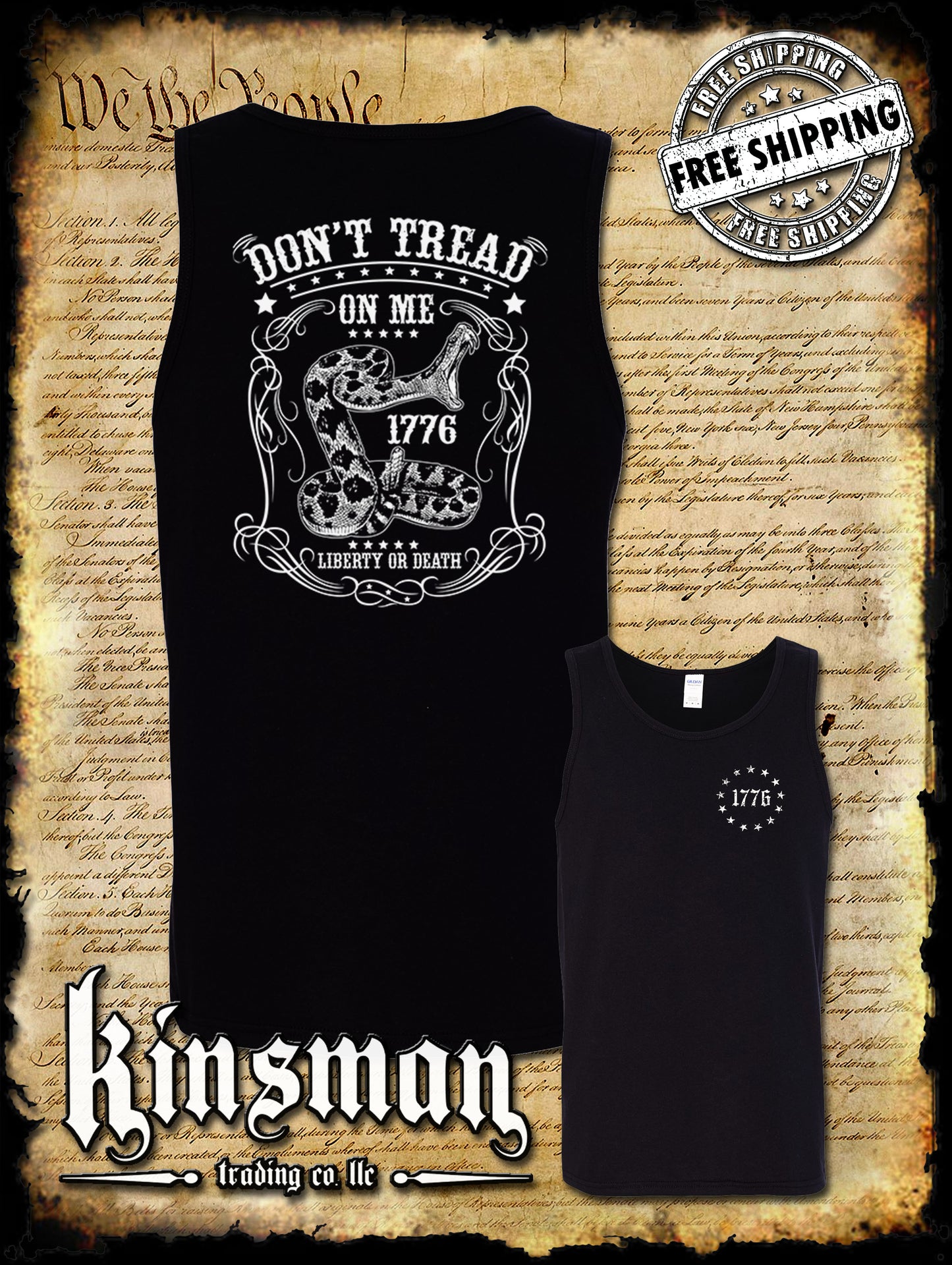 Liberty or Death Don't Tread On Me 1776 2 Sided Tank Top T-Shirt