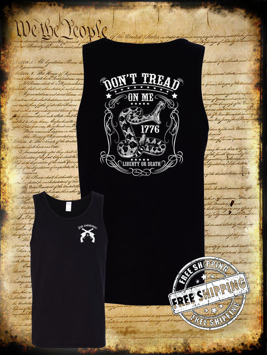 Liberty or Death Don't Tread On Me 2 Sided Tank Top T-Shirt - 1776 2nd Amendment