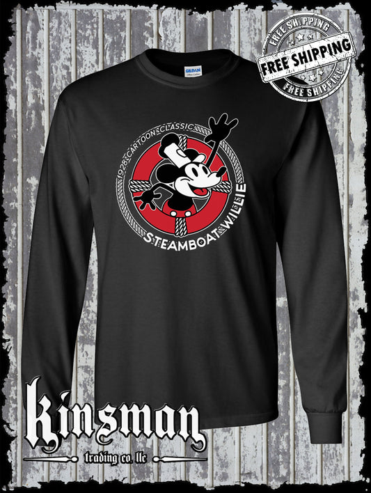 Steamboat Willie Life Preserver Long Sleeve T Shirt / Cartoon Mouse