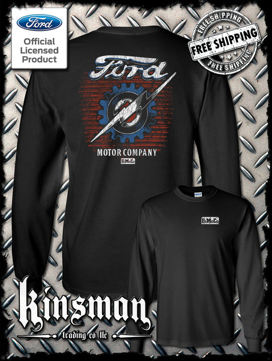 Ford Motor Company Lightning Logo 2-Sided Long Sleeve T-Shirt - Official Licensed Product
