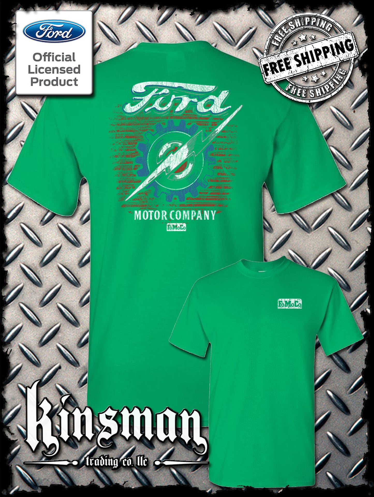 Ford Motor Company Lightning Logo 2-Sided T-Shirt - Official Licensed Product