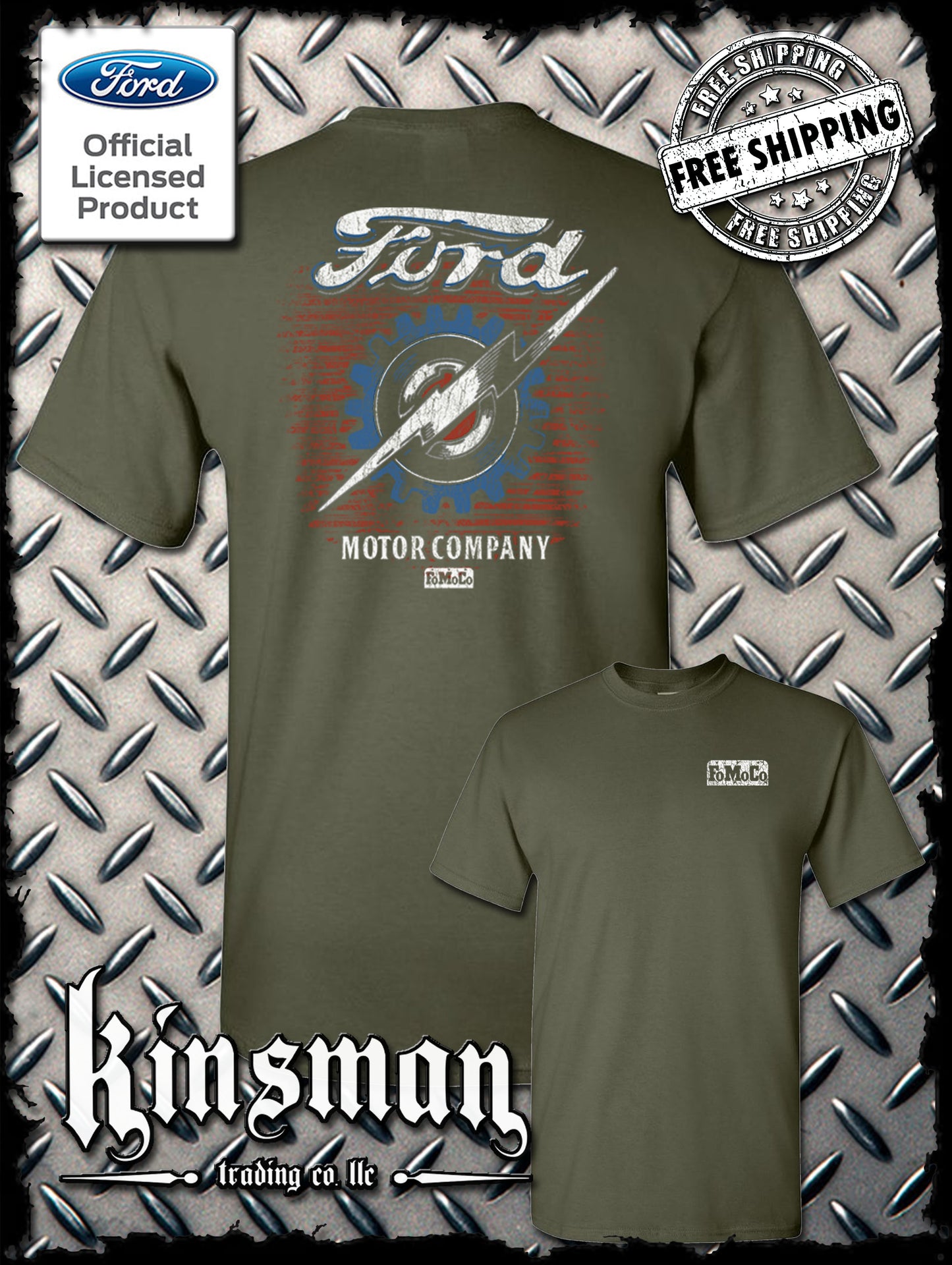 Ford Motor Company Lightning Logo 2-Sided T-Shirt - Official Licensed Product