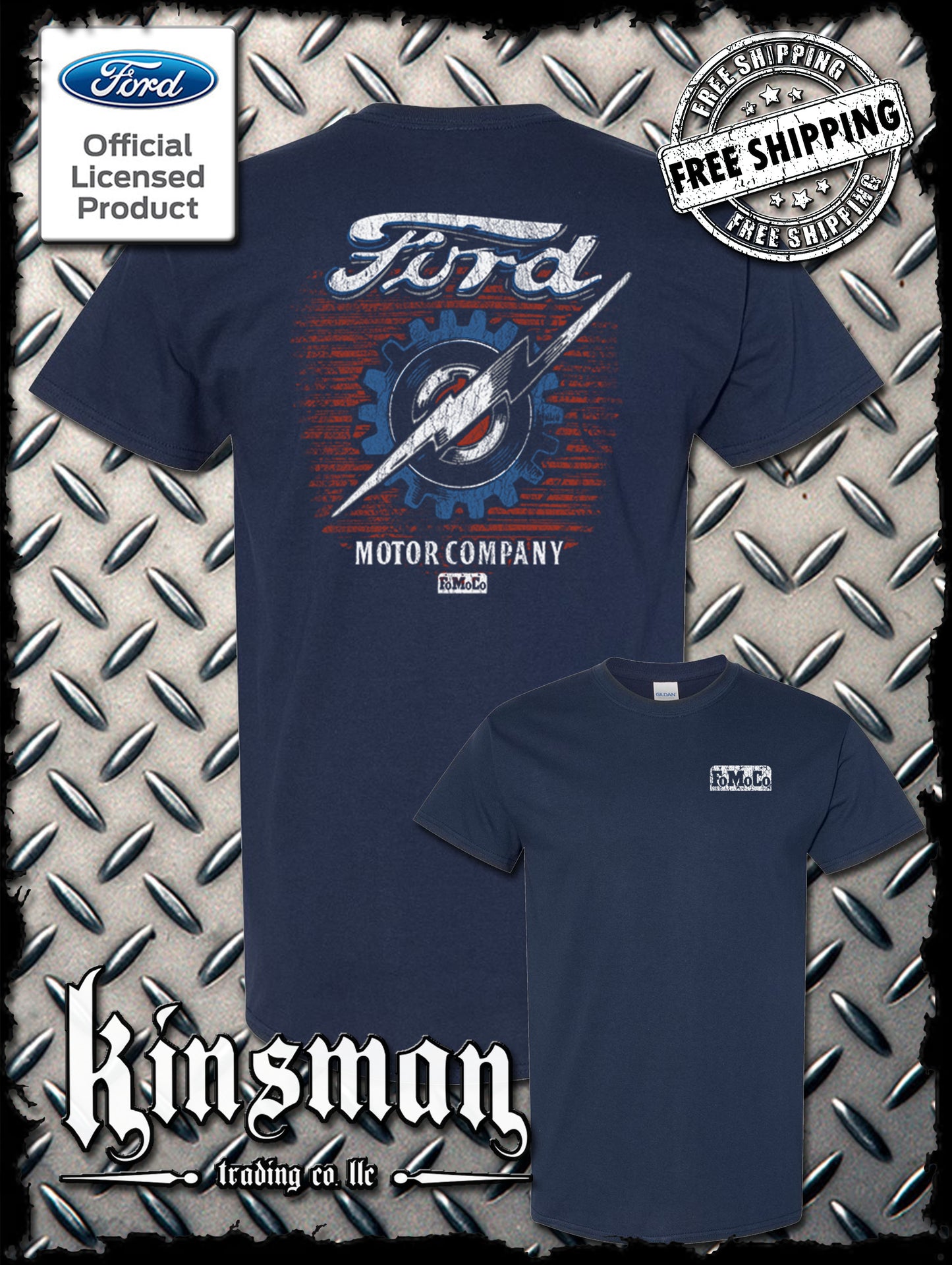 Ford Motor Company Lightning Logo 2-Sided T-Shirt - Official Licensed Product