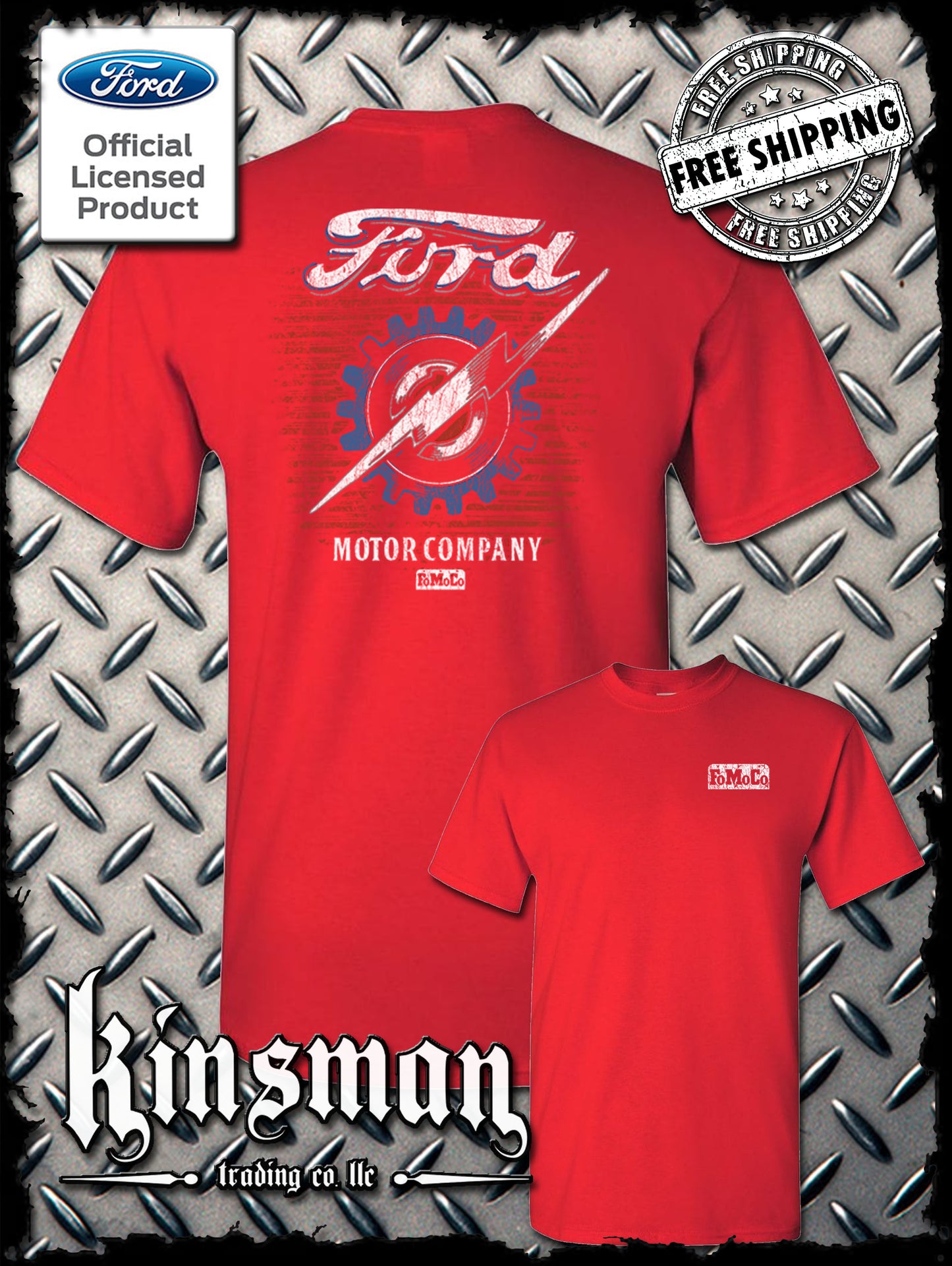 Ford Motor Company Lightning Logo 2-Sided T-Shirt - Official Licensed Product