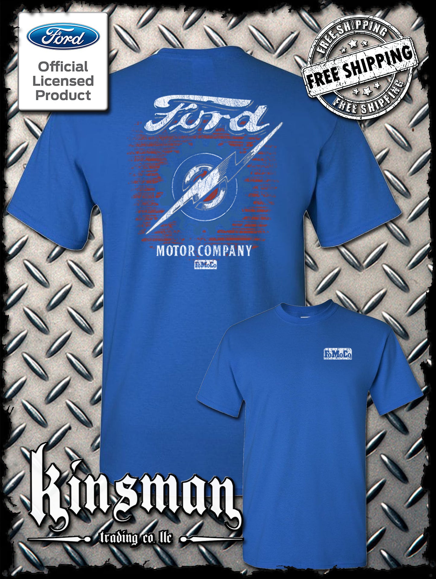 Ford Motor Company Lightning Logo 2-Sided T-Shirt - Official Licensed Product