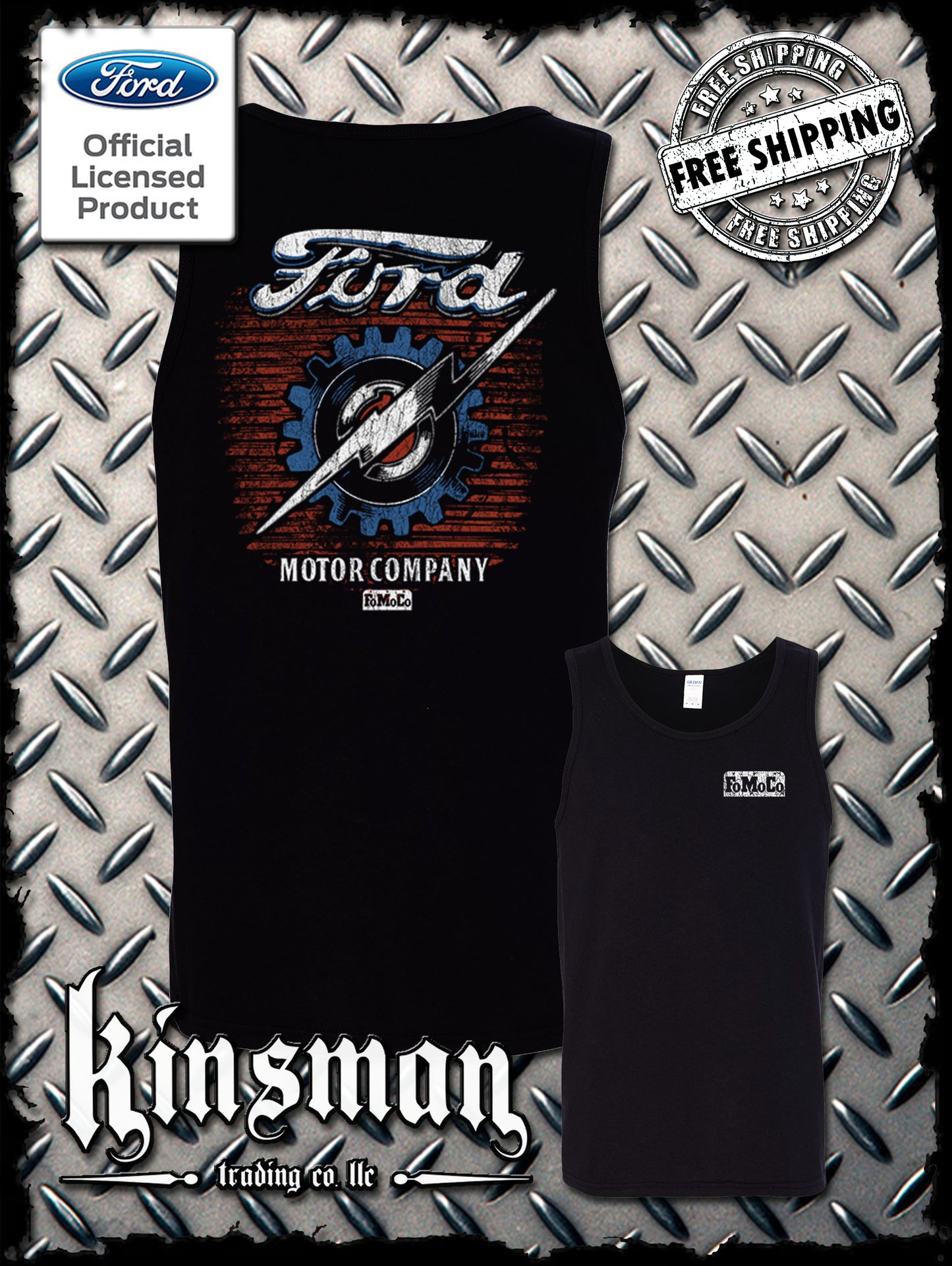 Ford Motor Company Lightning Logo 2-Sided Tank Top T-Shirt - Official Licensed Product
