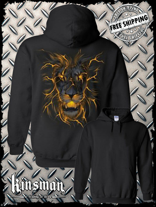 Liquid Blue Lava Lion Glow Hoodie / Sweatshirt Licensed King of the Jungle Glowing Animal Fire Beast