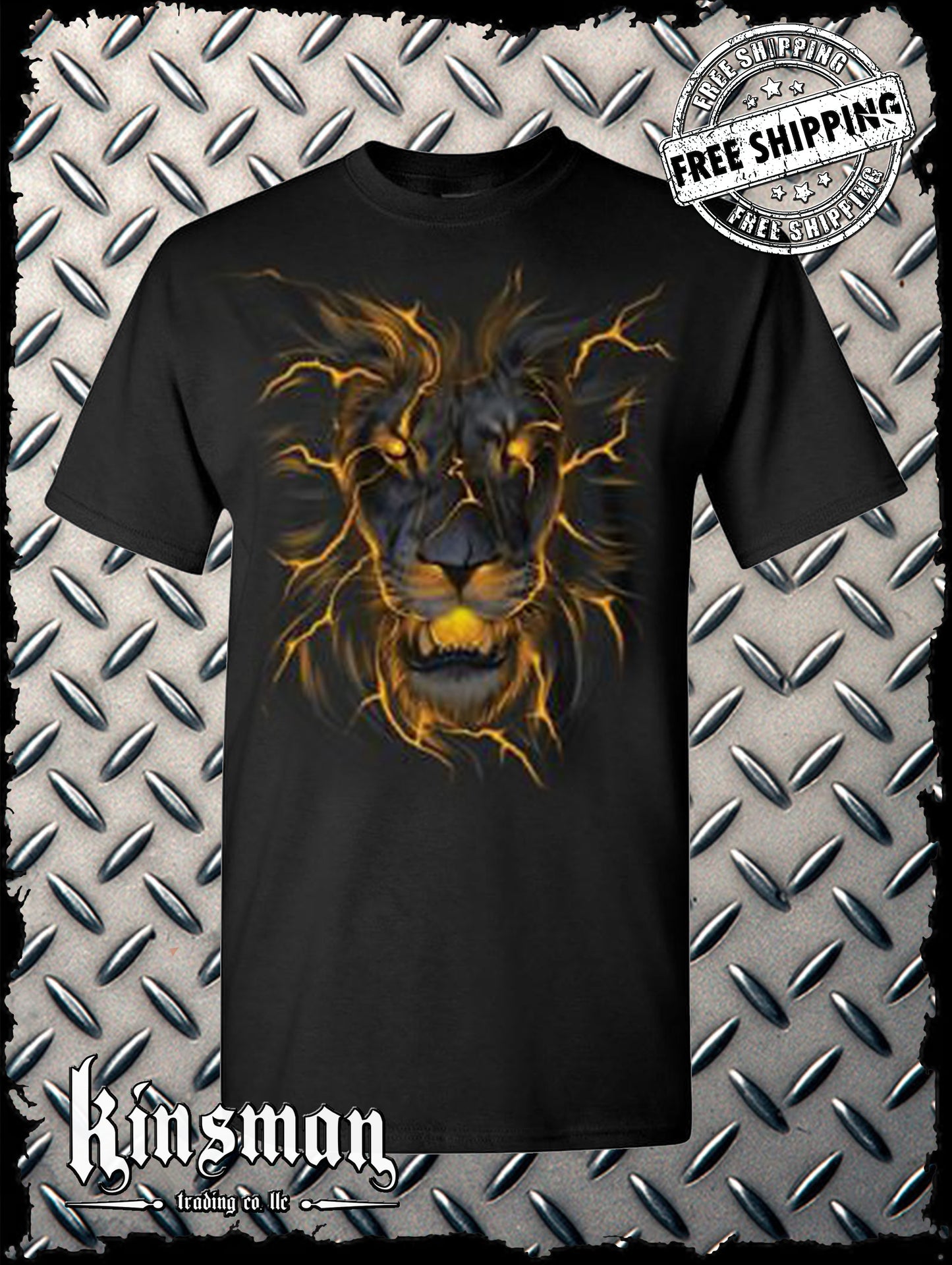 Liquid Blue Lava Lion Glow T-Shirt Licensed King of the Jungle Glowing Animal Fire Beast