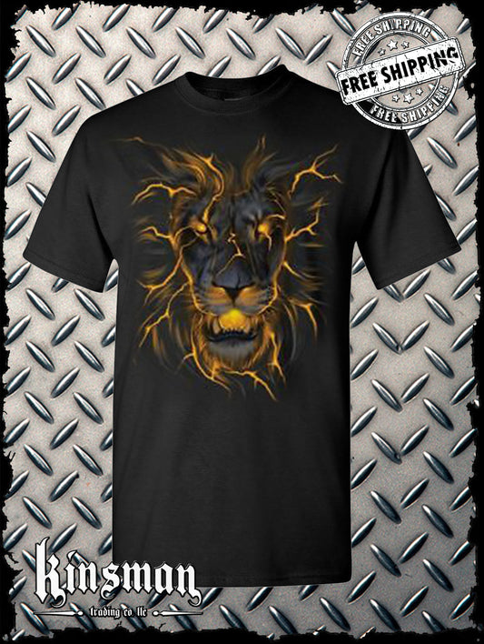 Liquid Blue Lava Lion Glow T-Shirt Licensed King of the Jungle Glowing Animal Fire Beast