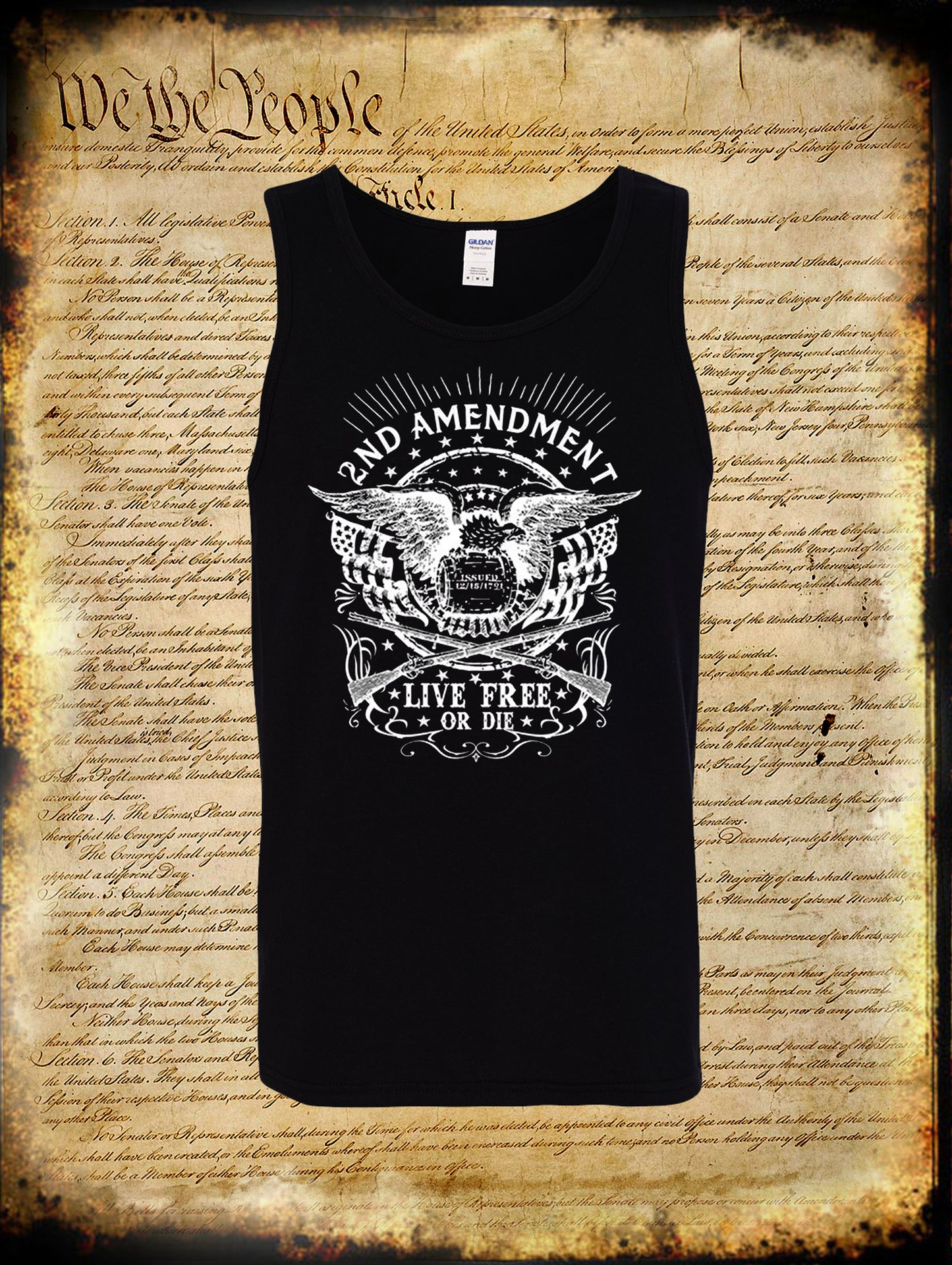 2nd Amendment Live Free or Die Issued 1791 Tank Top T-Shirt 2A USA 1776