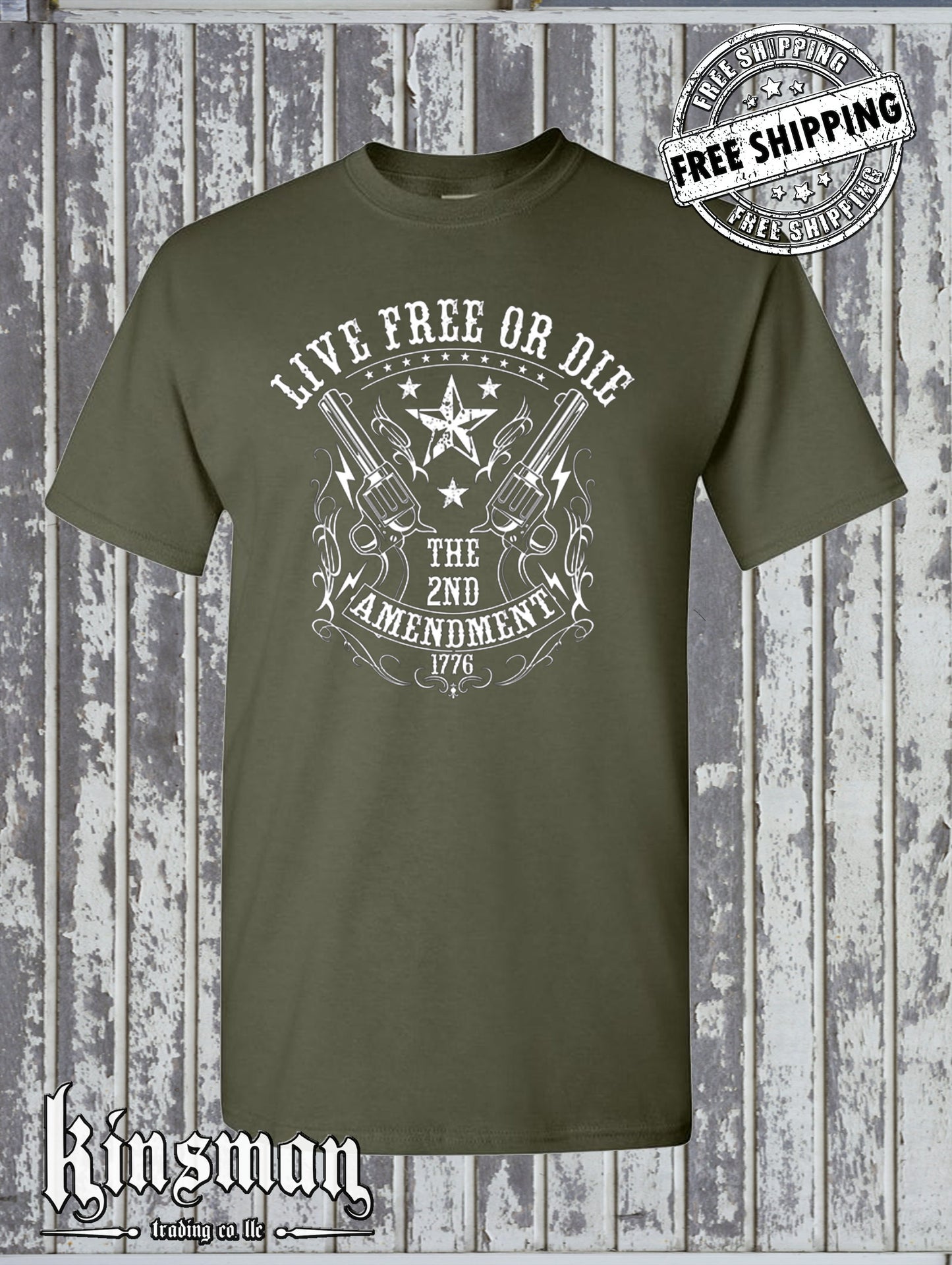 Live FREE or DIE 2nd Amendment T-Shirt - Gun Rights .45 Revolvers USA