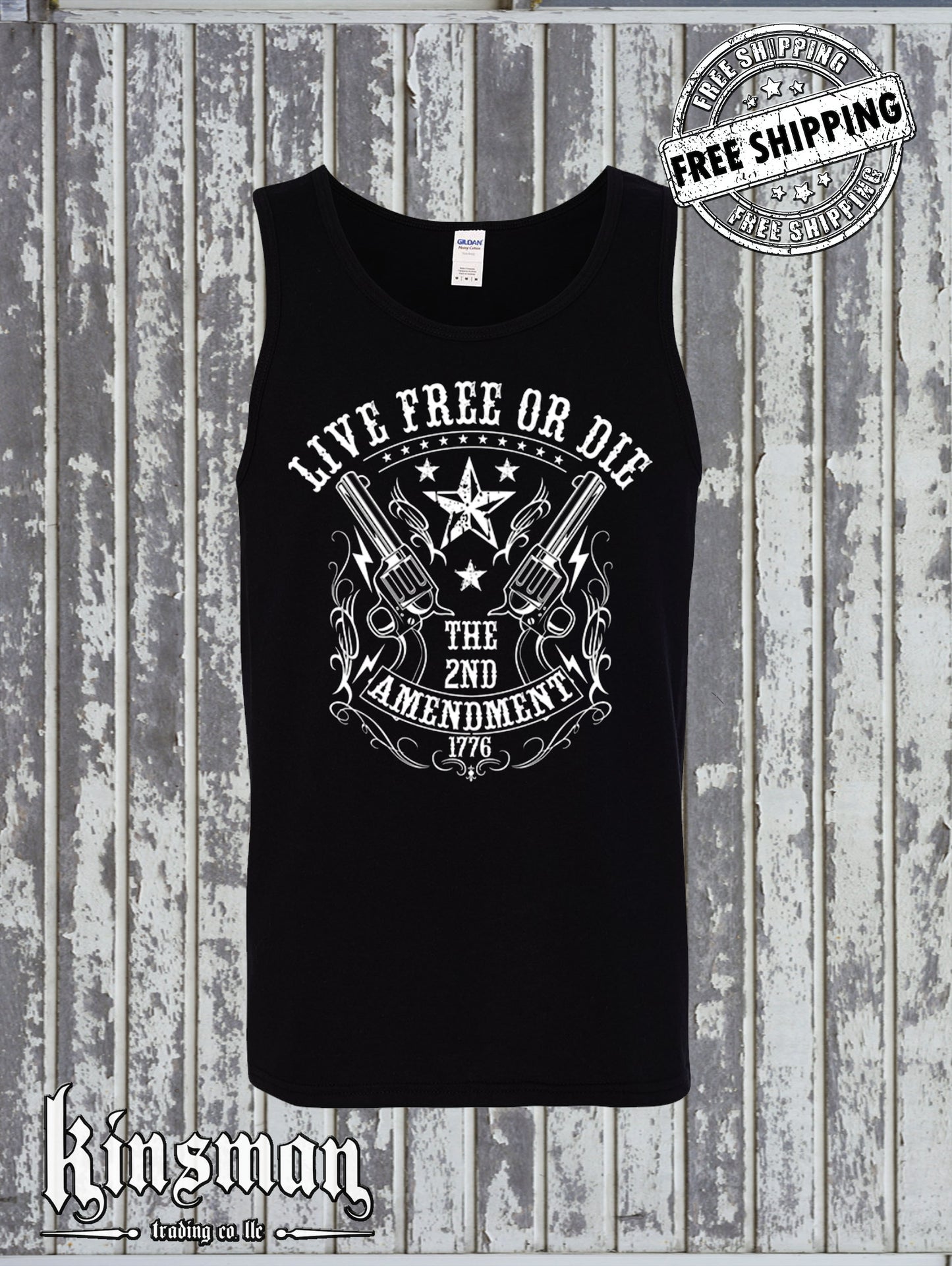 Live FREE or DIE 2nd Amendment Tank Top T-Shirt - Gun Rights .45 Revolvers USA