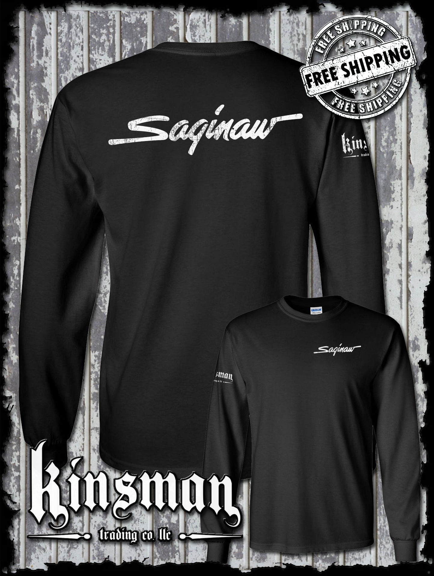 Saginaw City Logo 2-Sided Long Sleeve T-Shirt