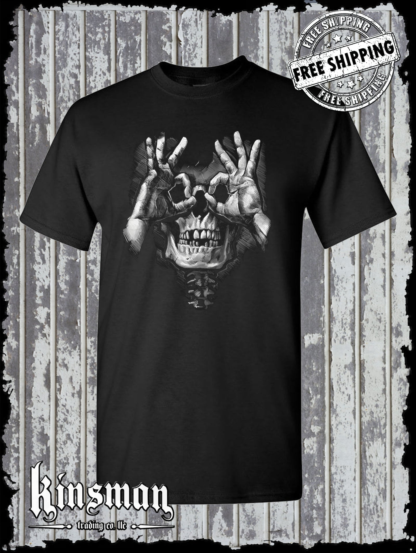 Luctus Skull Hands T-Shirt Liquid Blue Design Skeleton Death Eyes