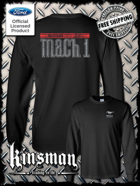 Ford Mustang 50 Years Mach 1 Long Sleeve T-Shirt 2-Sided - Official Licensed Product