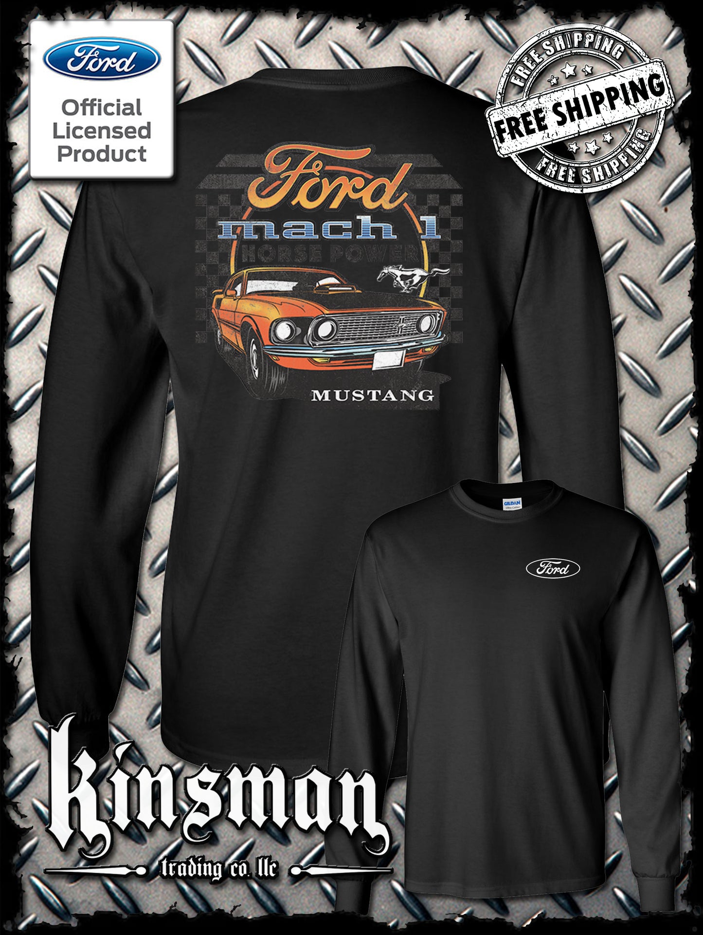 Ford Mustang Mach 1 Horsepower 2-Sided Long Sleeve T-Shirt - Official Licensed Product