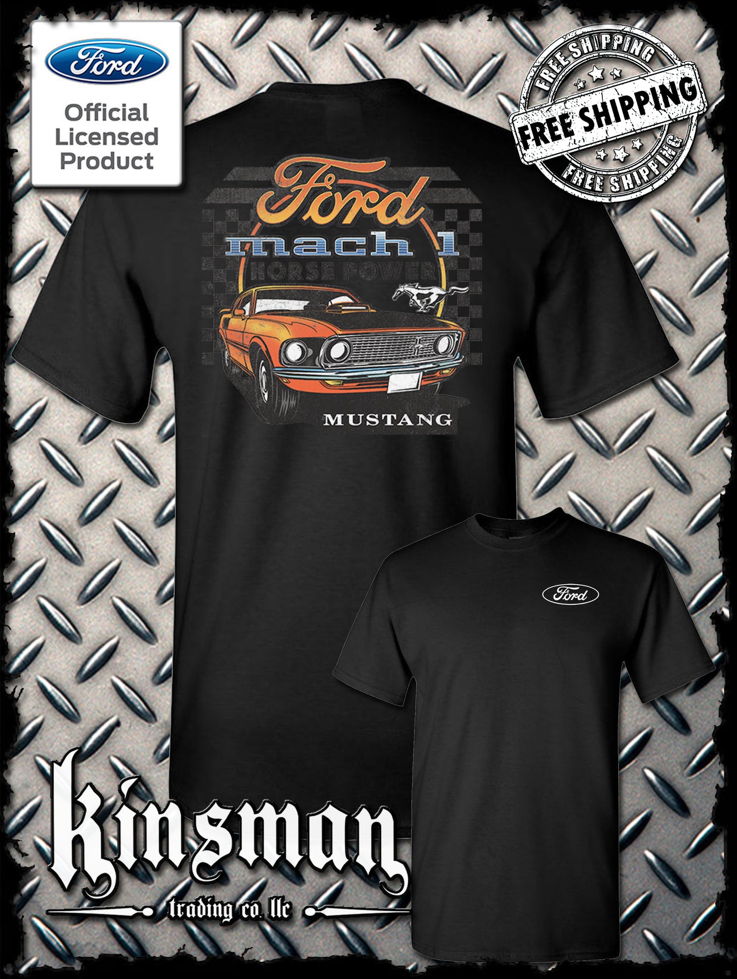 Ford Mustang Mach 1 Horsepower 2-Sided T-Shirt - Official Licensed Product