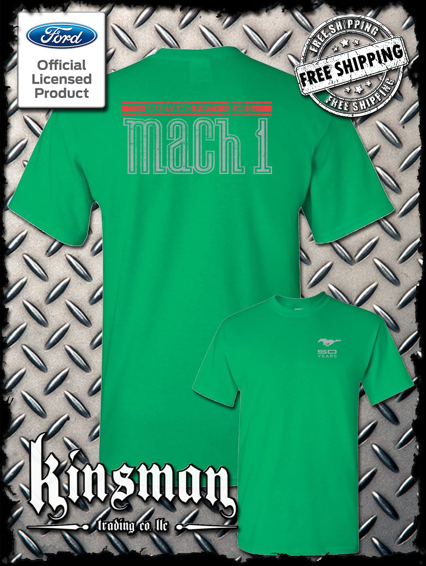 Ford Mustang 50 Years Mach 1 T-Shirt 2-Sided - Official Licensed Product