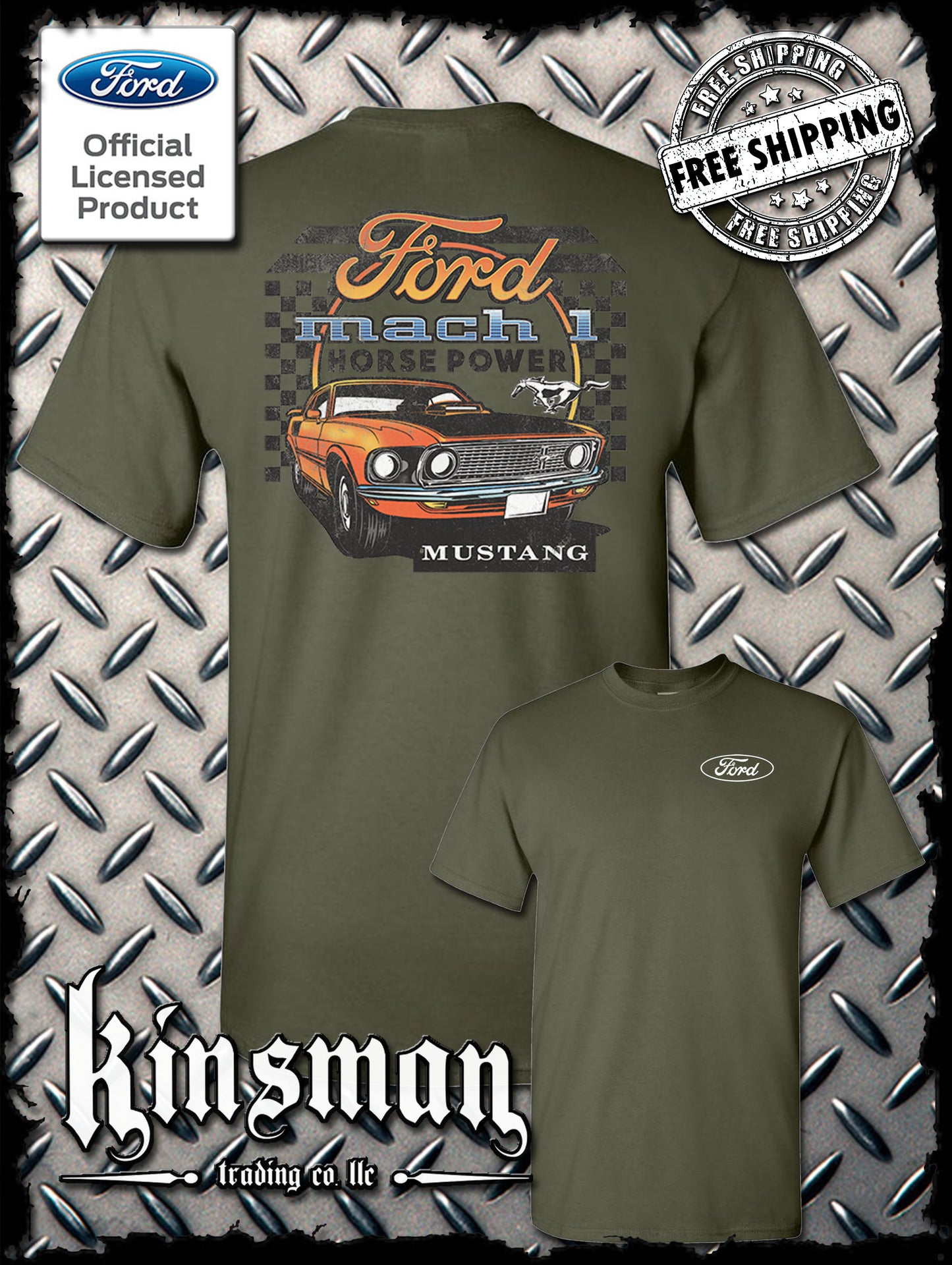 Ford Mustang Mach 1 Horsepower 2-Sided T-Shirt - Official Licensed Product
