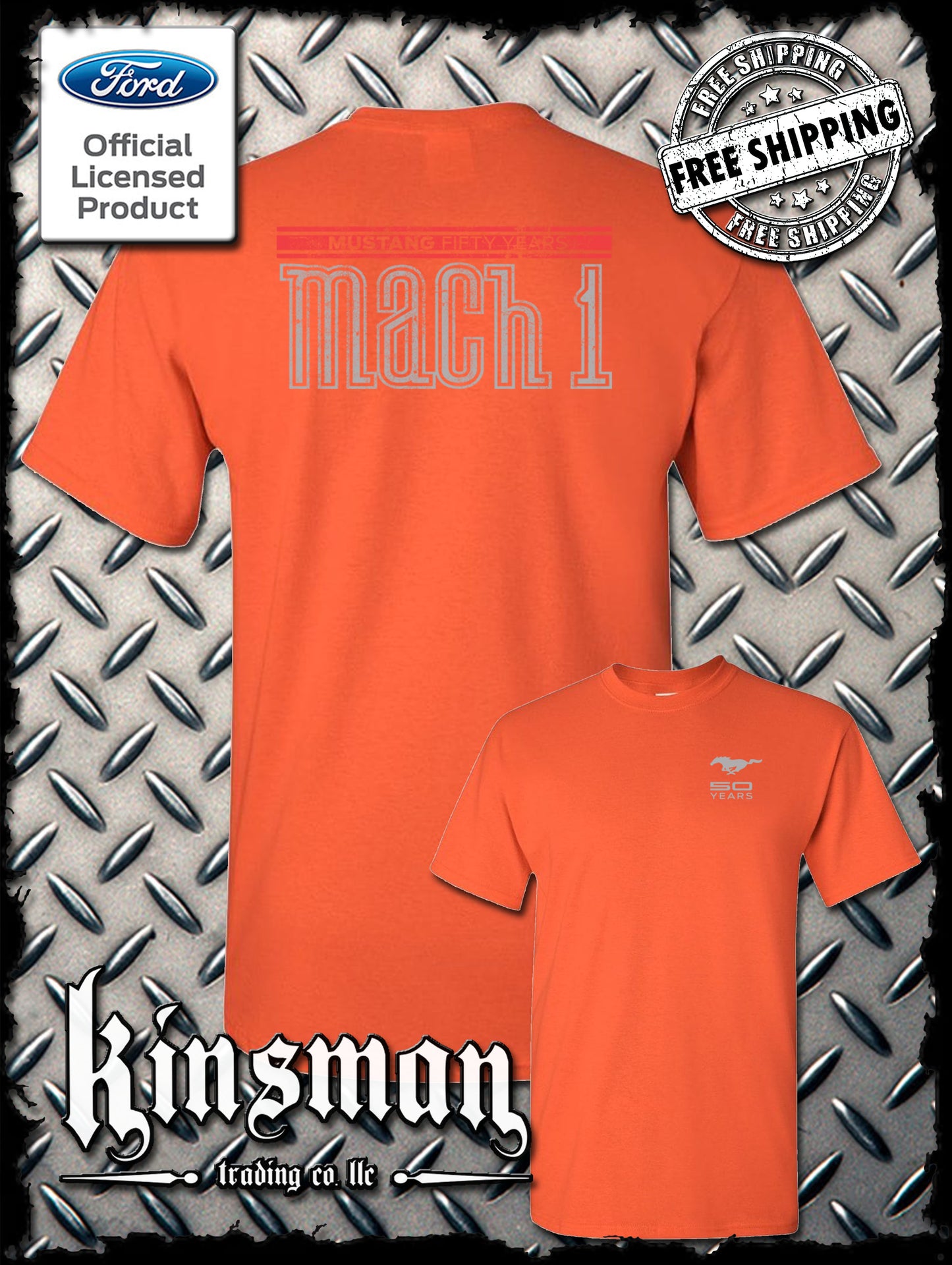 Ford Mustang 50 Years Mach 1 T-Shirt 2-Sided - Official Licensed Product