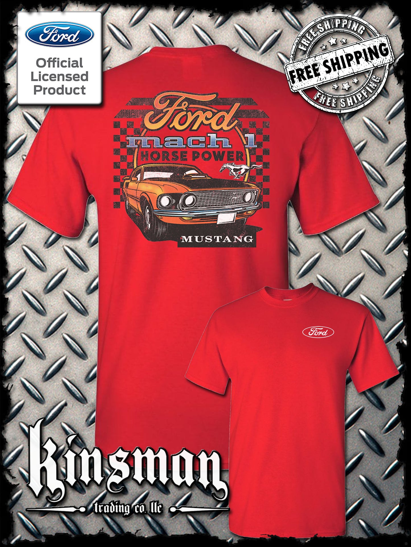 Ford Mustang Mach 1 Horsepower 2-Sided T-Shirt - Official Licensed Product