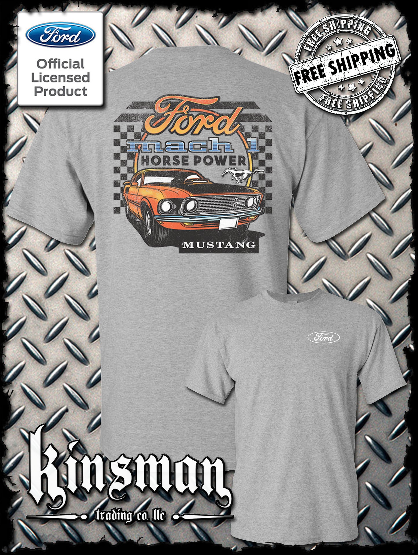 Ford Mustang Mach 1 Horsepower 2-Sided T-Shirt - Official Licensed Product