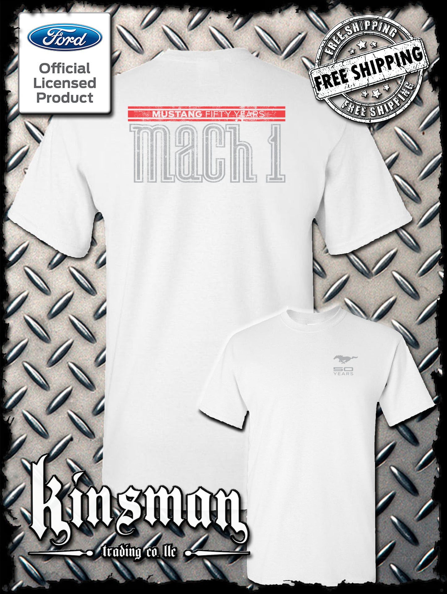 Ford Mustang 50 Years Mach 1 T-Shirt 2-Sided - Official Licensed Product