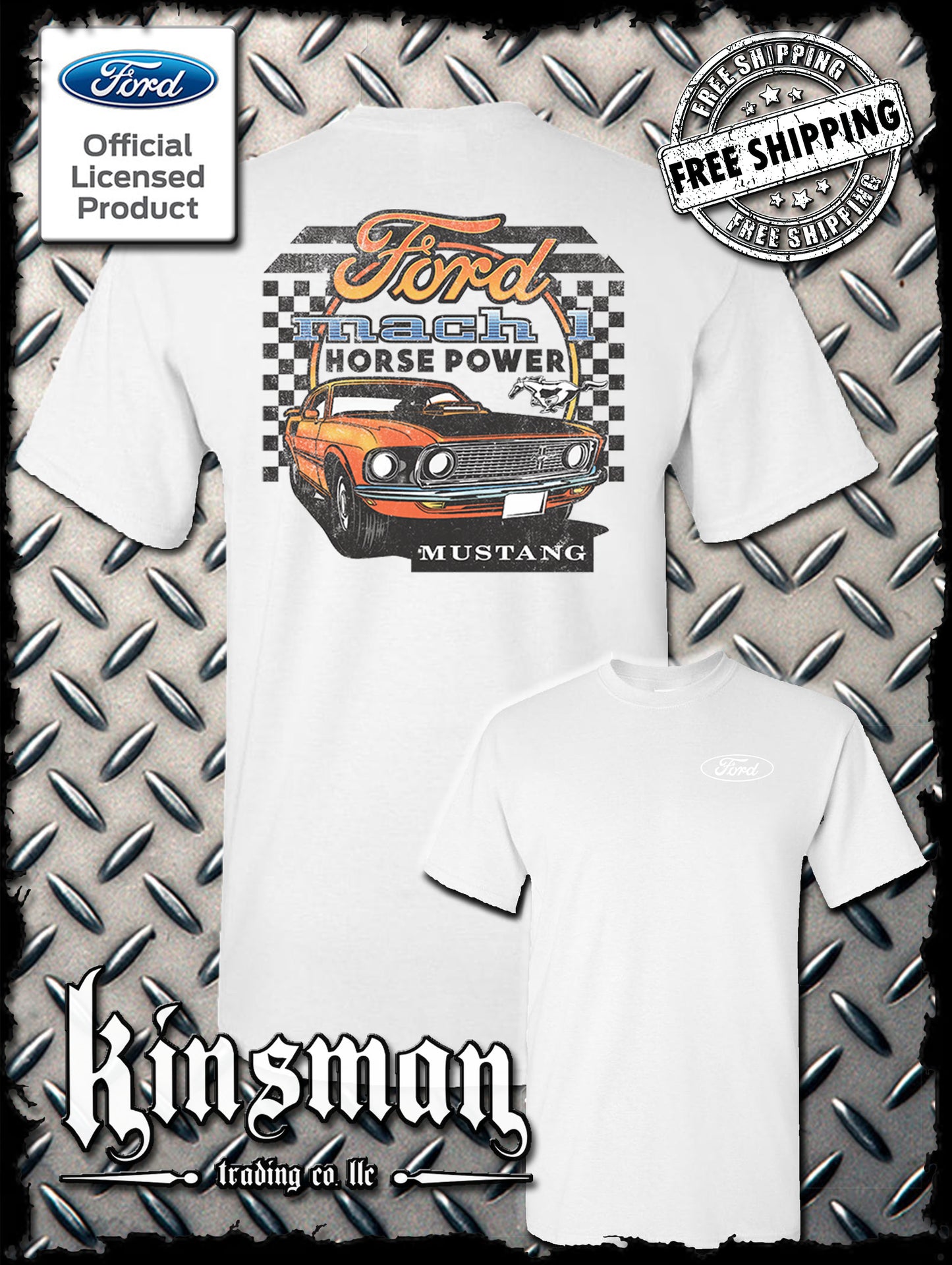 Ford Mustang Mach 1 Horsepower 2-Sided T-Shirt - Official Licensed Product