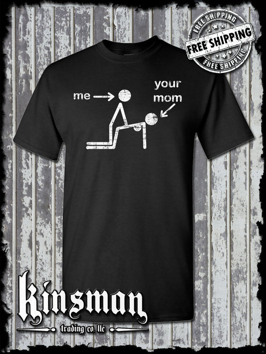 Funny Stick Figure Doggystyle Me & Your Mom T-Shirt / Adult Rude Vulgar Humor