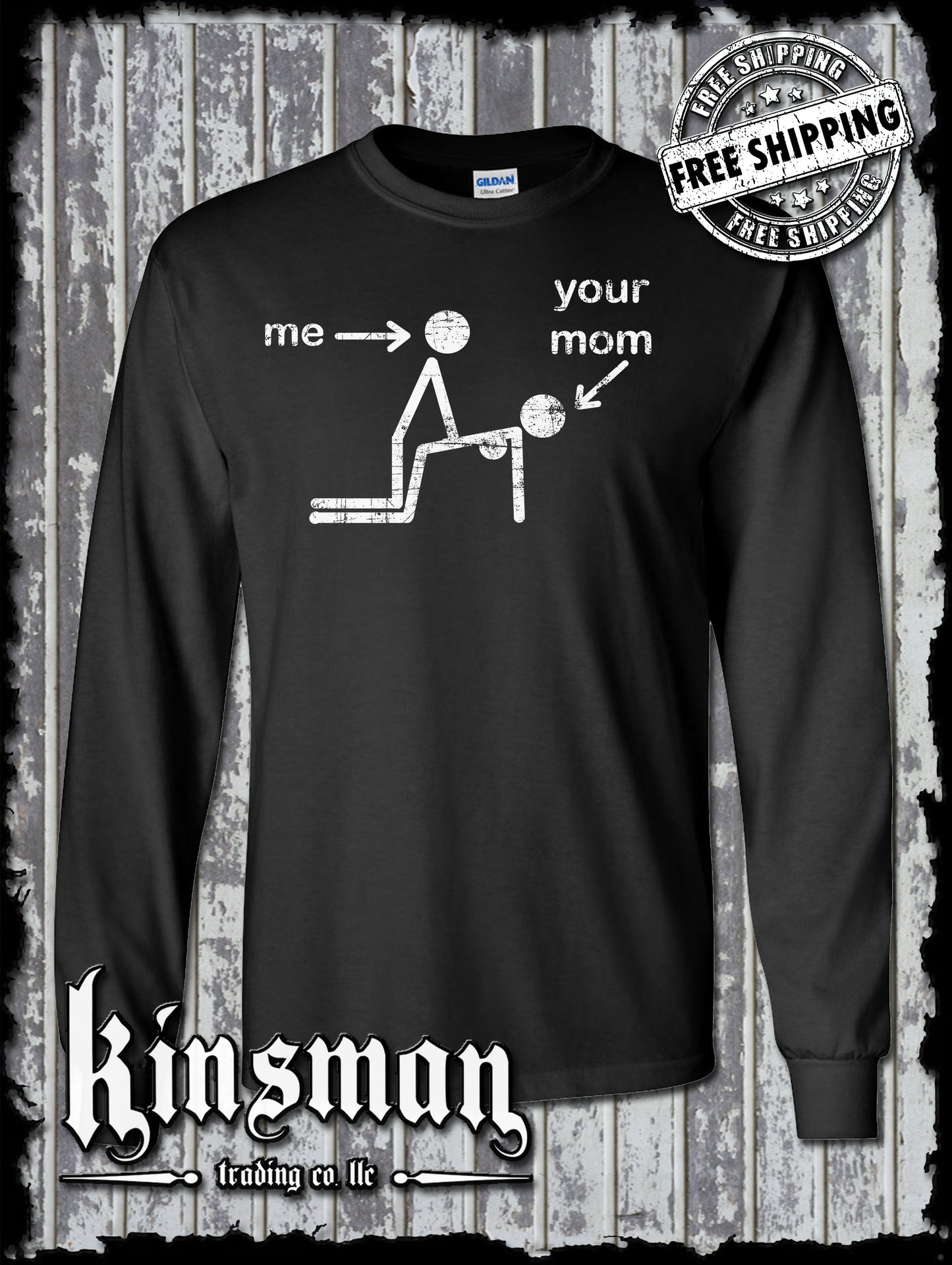 Funny Stick Figure Doggystyle Me & Your Mom Long Sleeve T-Shirt / Adult Rude Vulgar Humor