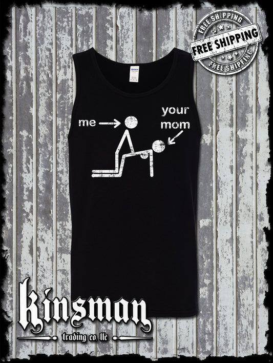 Funny Stick Figure Doggystyle Me & Your Mom Tank Top T-Shirt / Adult Rude Vulgar Humor