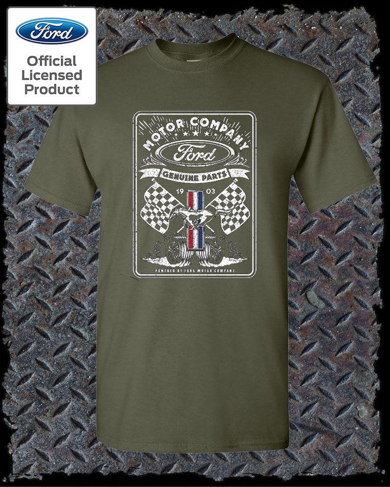 Ford Vintage Style 1903 Racing Flags T-Shirt / Official Licensed Mustang F-150