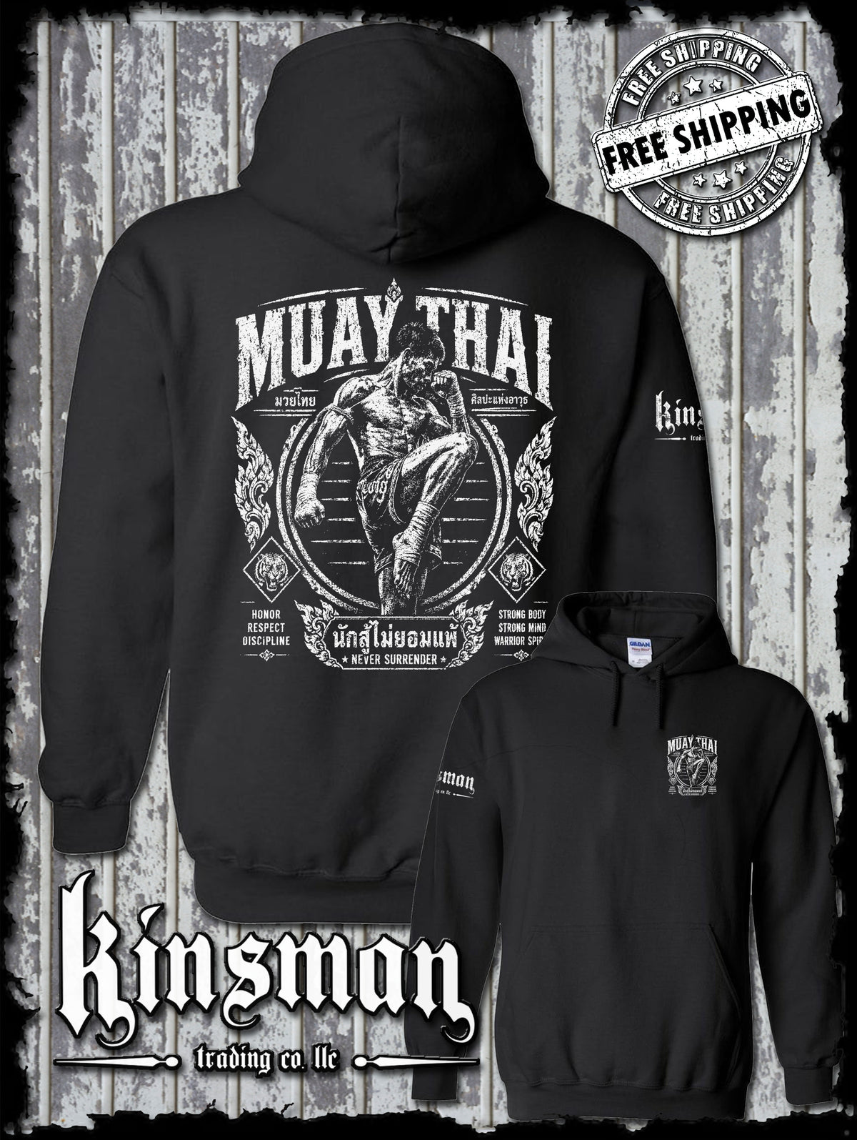 Muay Thai Never Surrender Warrior Spirit Hoodie / Sweatshirt