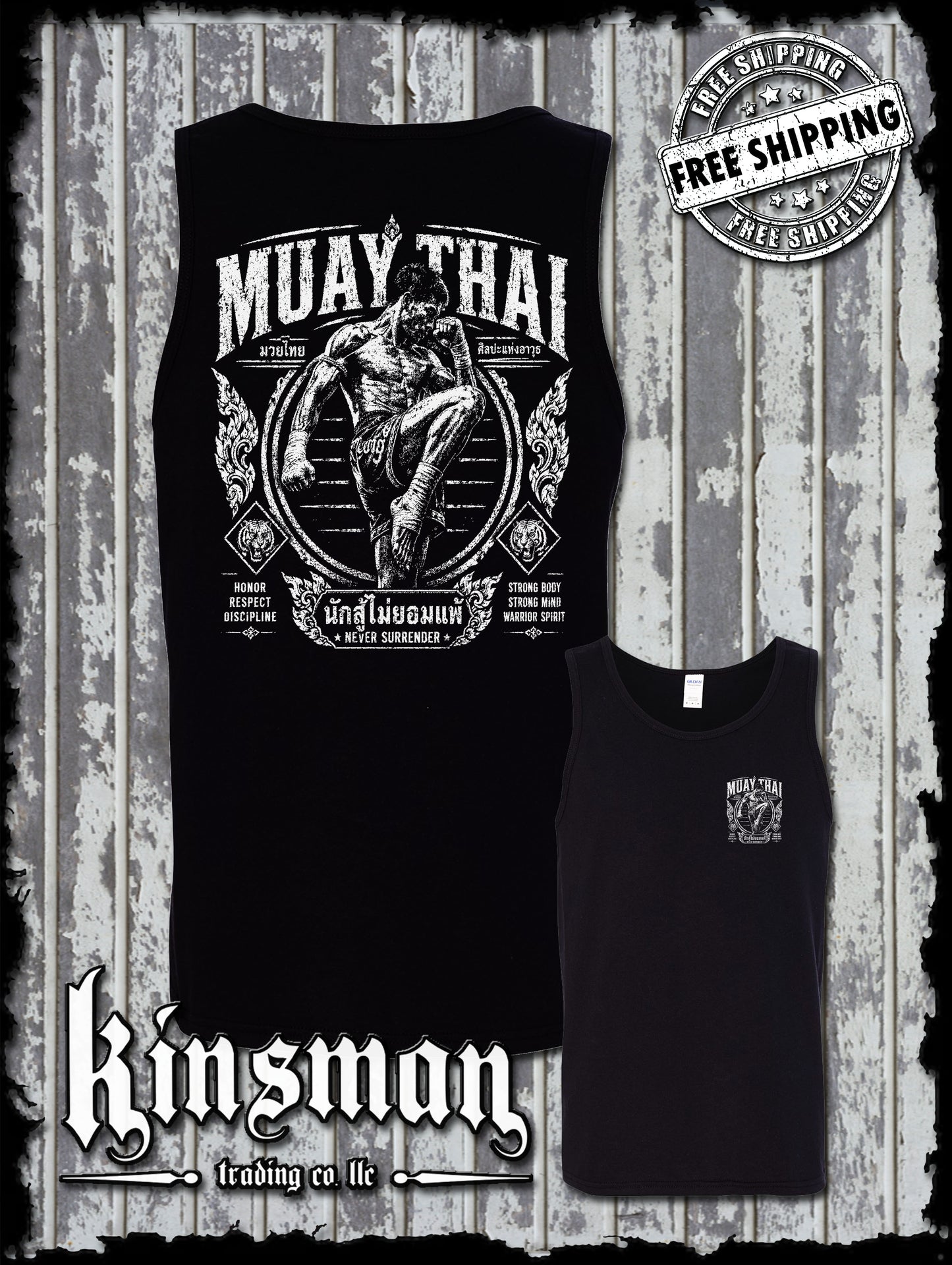 Muay Thai Never Surrender Warrior Spirit Tank Top T-Shirt