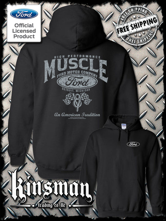 Ford High Performance Muscle V8 Logo 2-Sided Hoodie / Sweatshirt