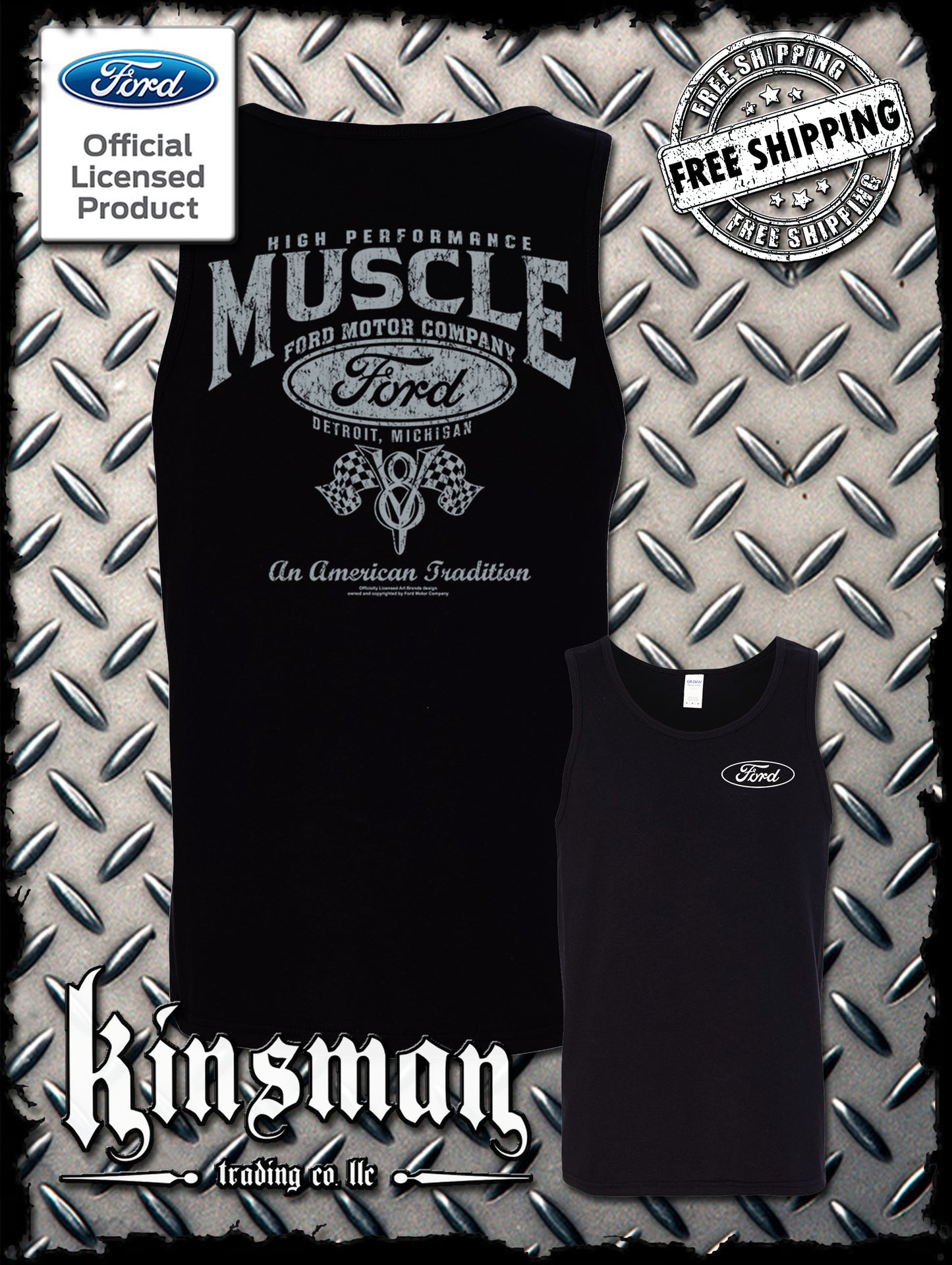 Ford High Performance Muscle V8 Logo 2-Sided Tank Top T-Shirt