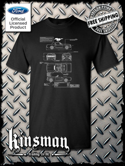 Ford Mustang Blueprint T-Shirt - Official Licensed Product